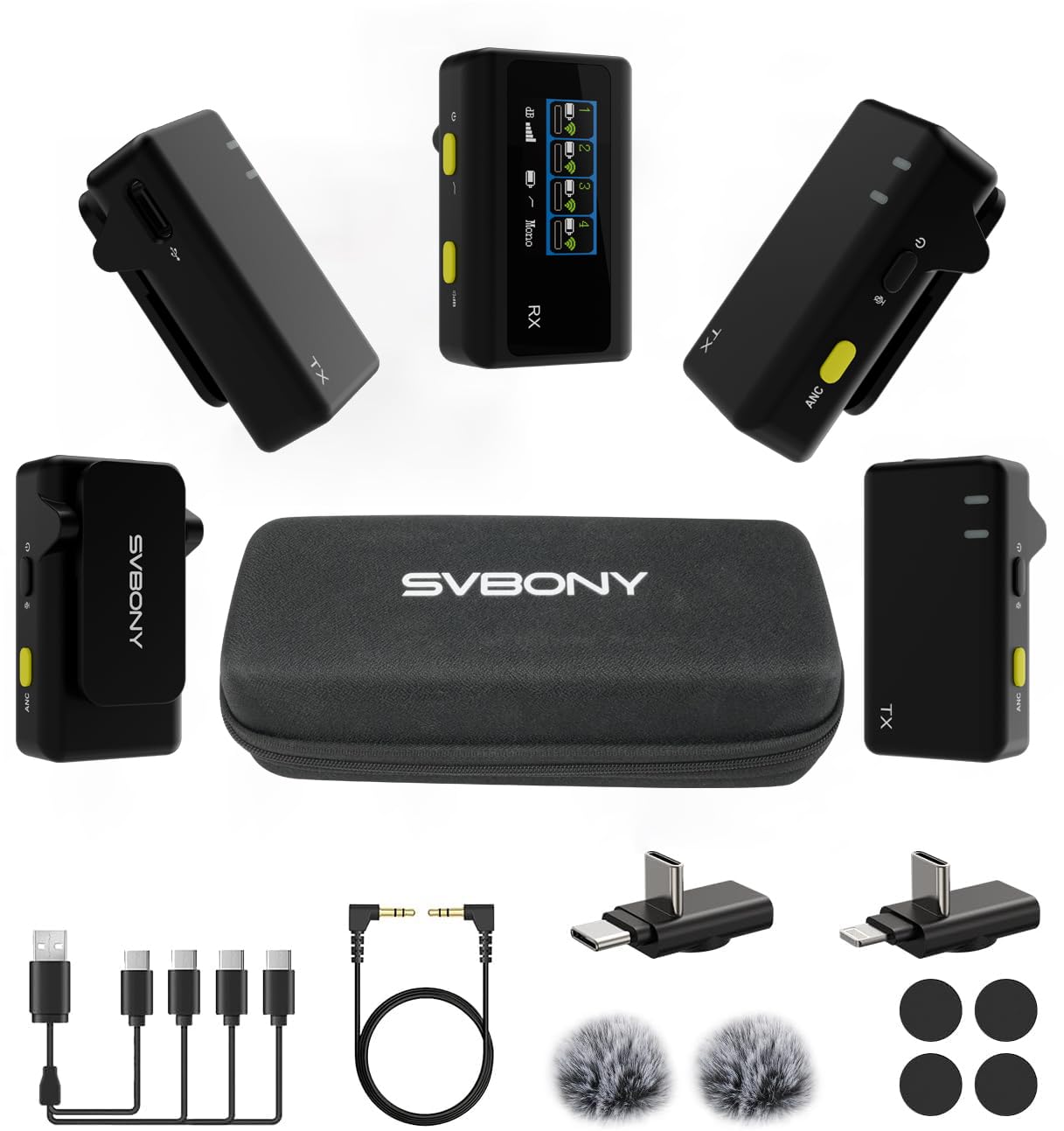 SVBONY SVMic D4 Funkmikrofon 4 Personen Lavalier-Set
