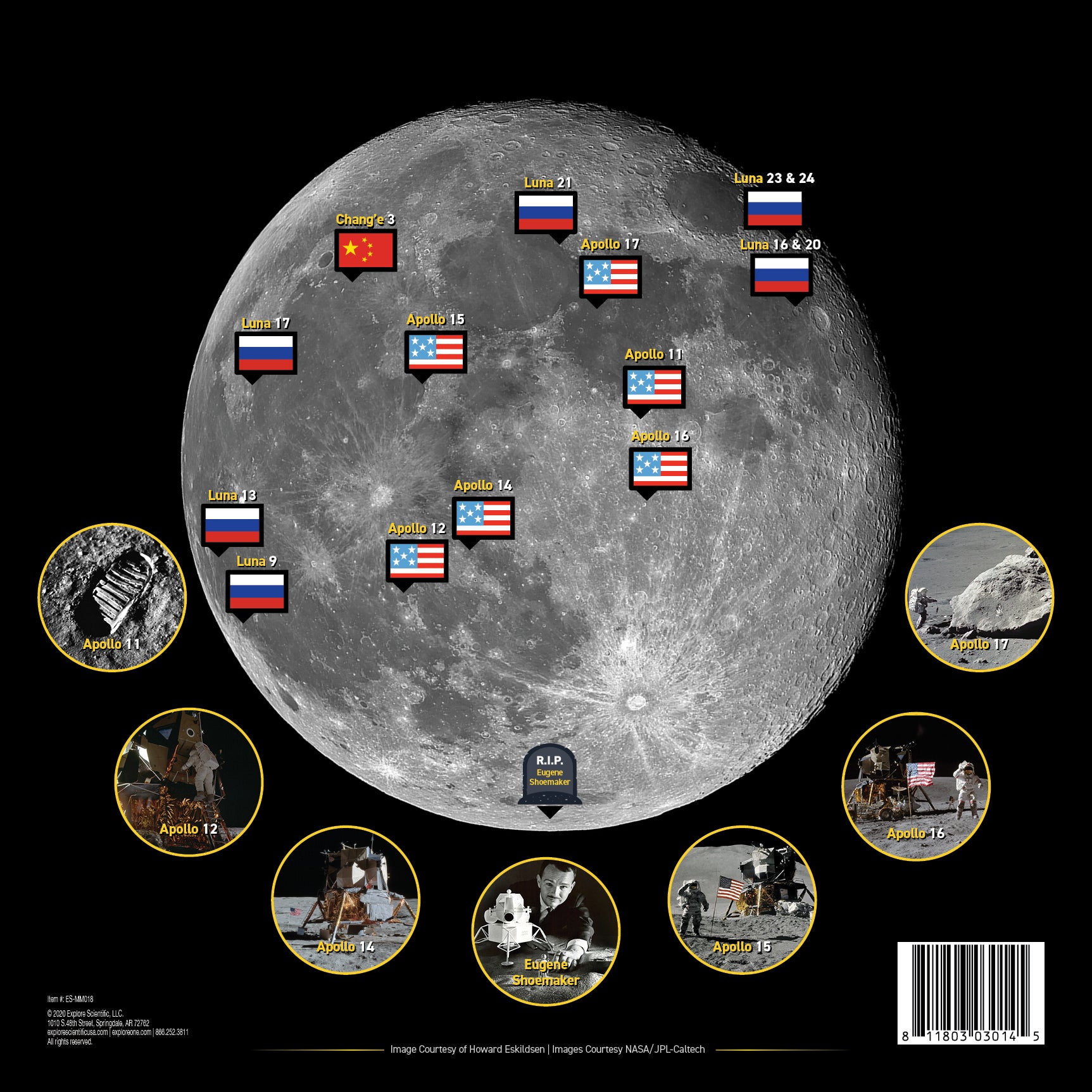 Explore Scientific Mondkrater Karte Mondkarte beidseitig