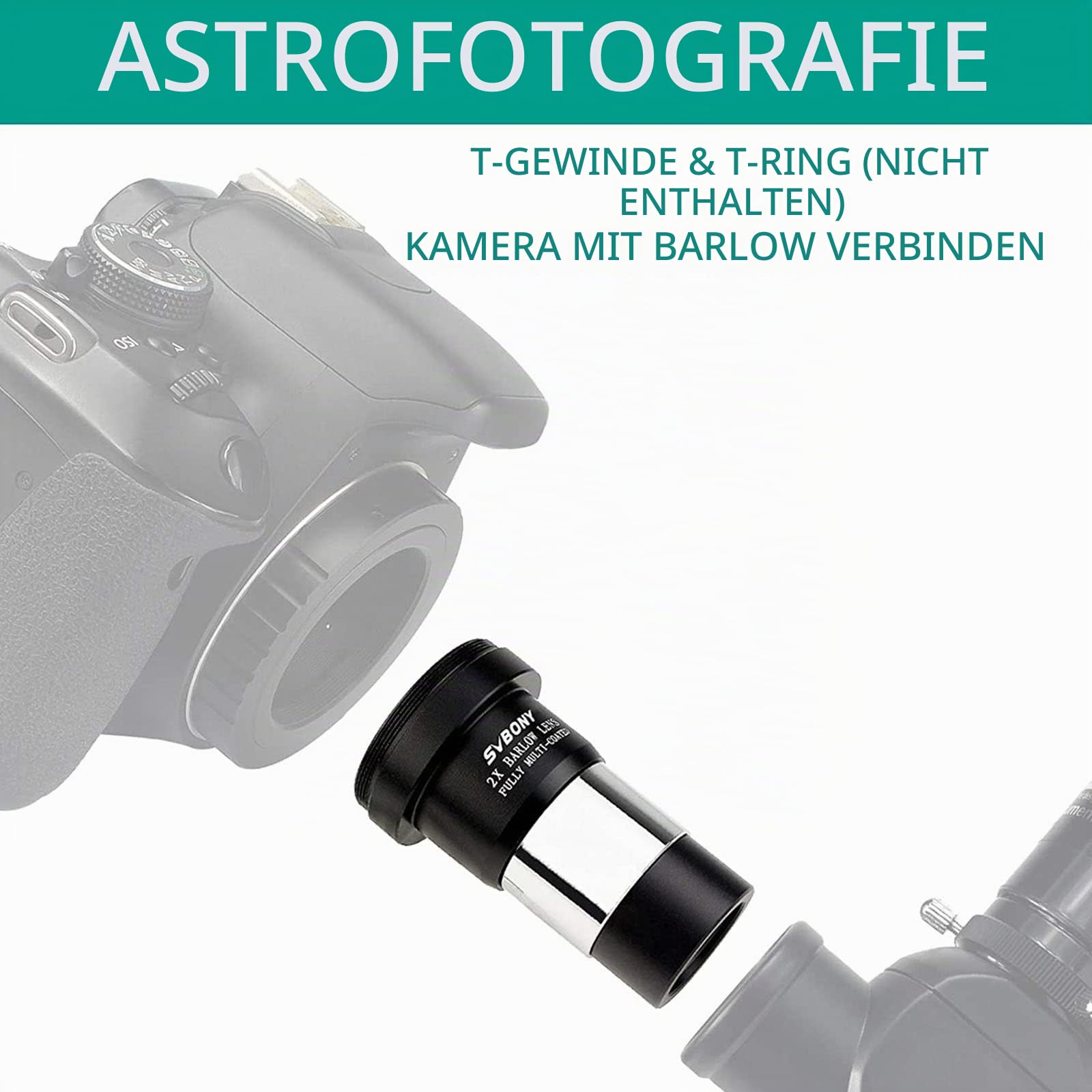 SVBONY Astro Accessories Barlowlinse 2x 1,25 Zoll M42 FMC