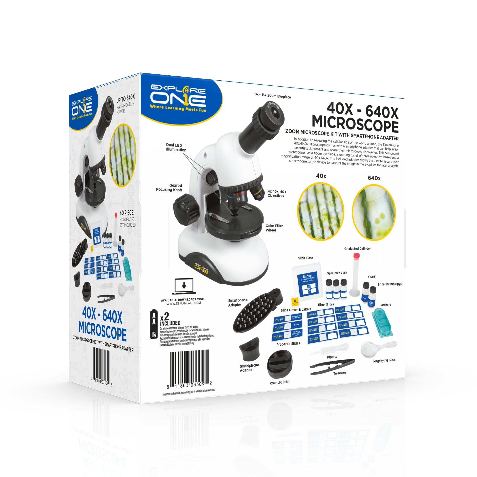 Explore One Mikroskop 40x-640x Zoom Set Smartphone Adapter