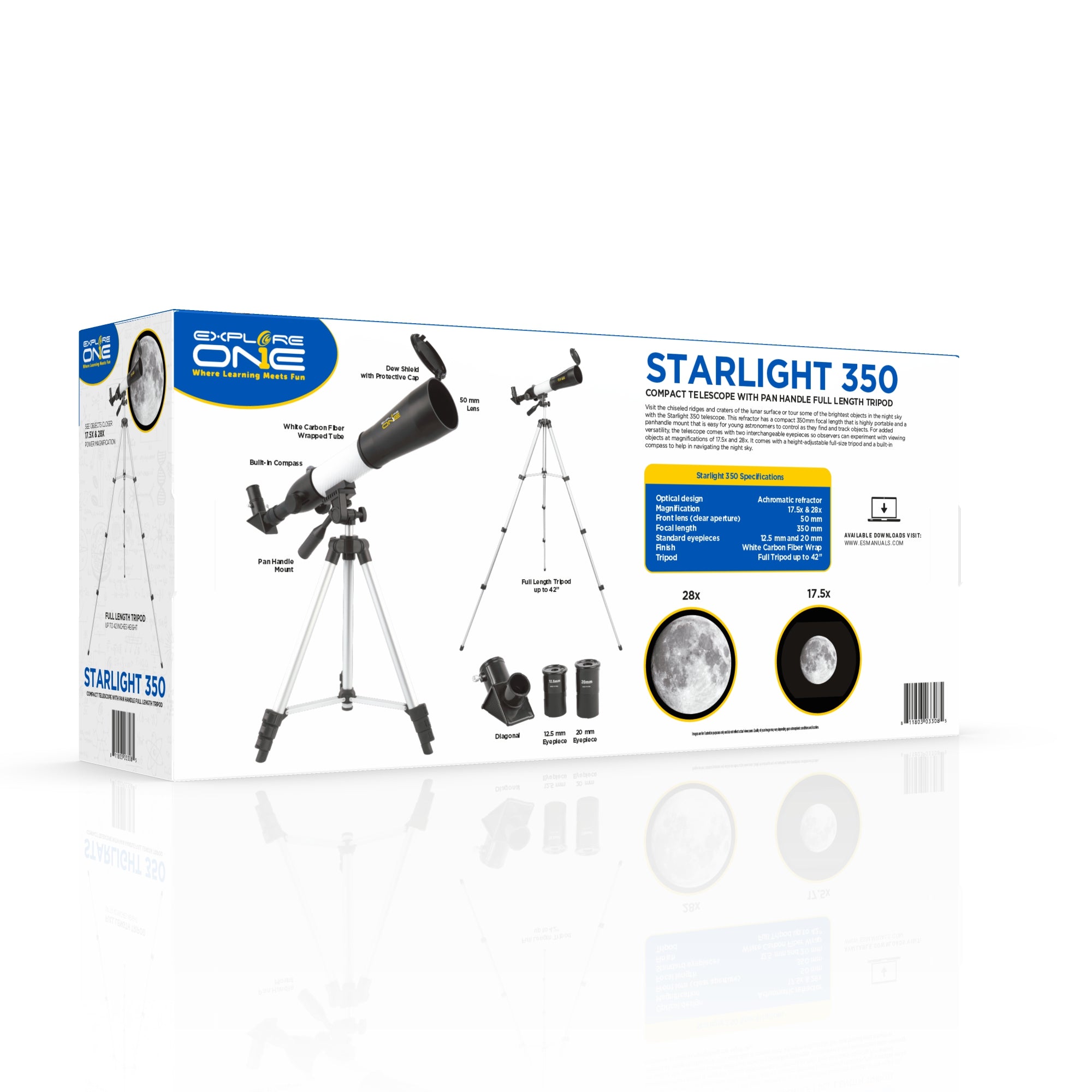 Explore One Starlight 350 Refraktor Teleskop mit Stativ Einsteiger