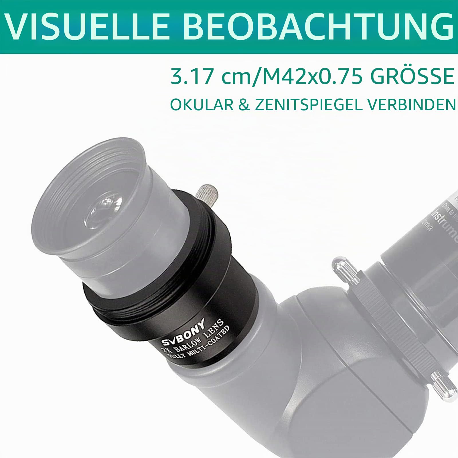 SVBONY Astro Accessories Barlowlinse 2x 1,25 Zoll M42 FMC