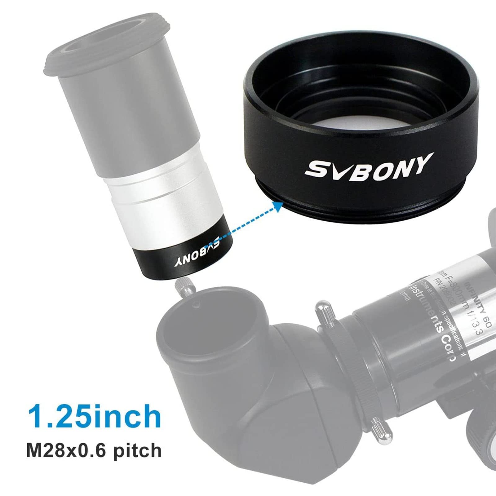 SVBONY 0,5x Barlowlinse 1,25 Zoll Focal Reducer Kürzere Belichtung