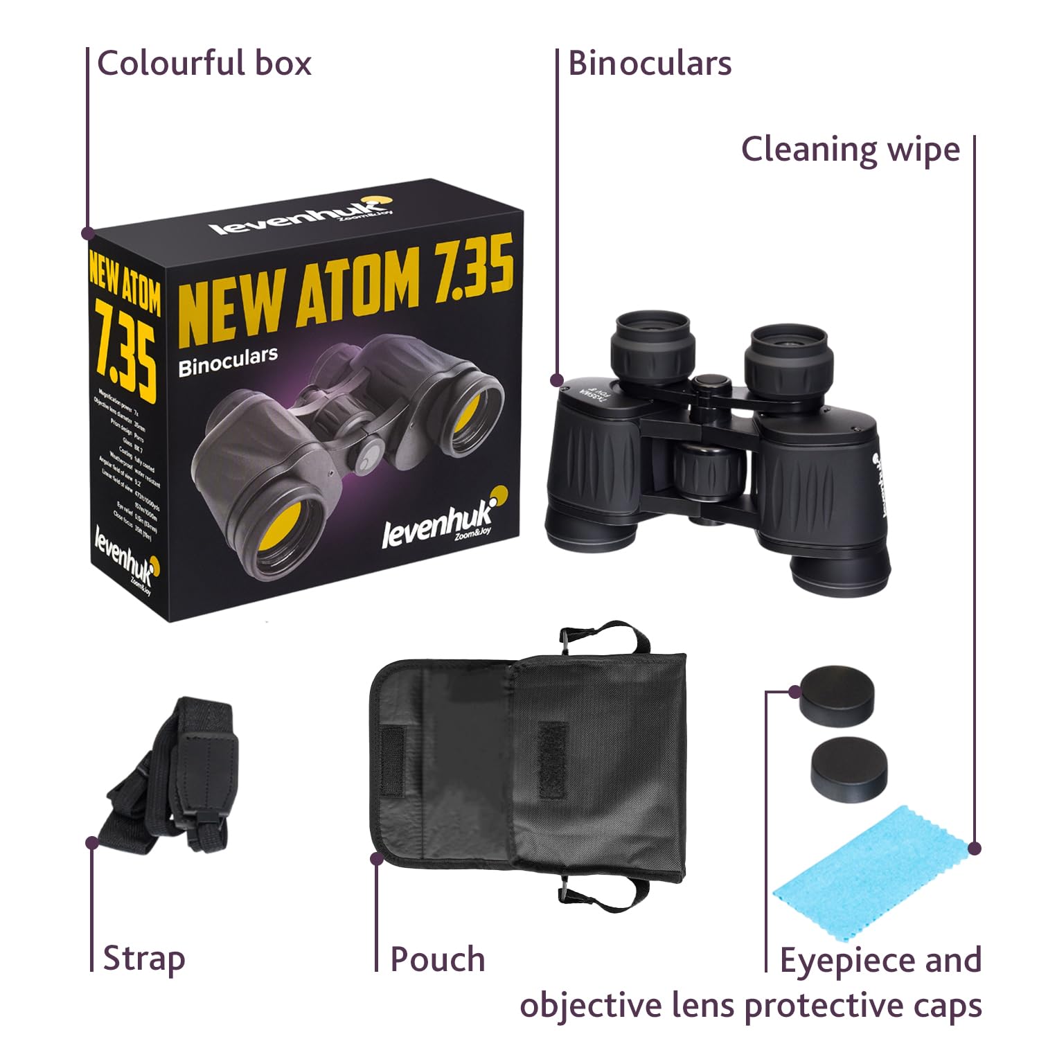 Levenhuk New Atom 7x35 Fernglas Porro leicht