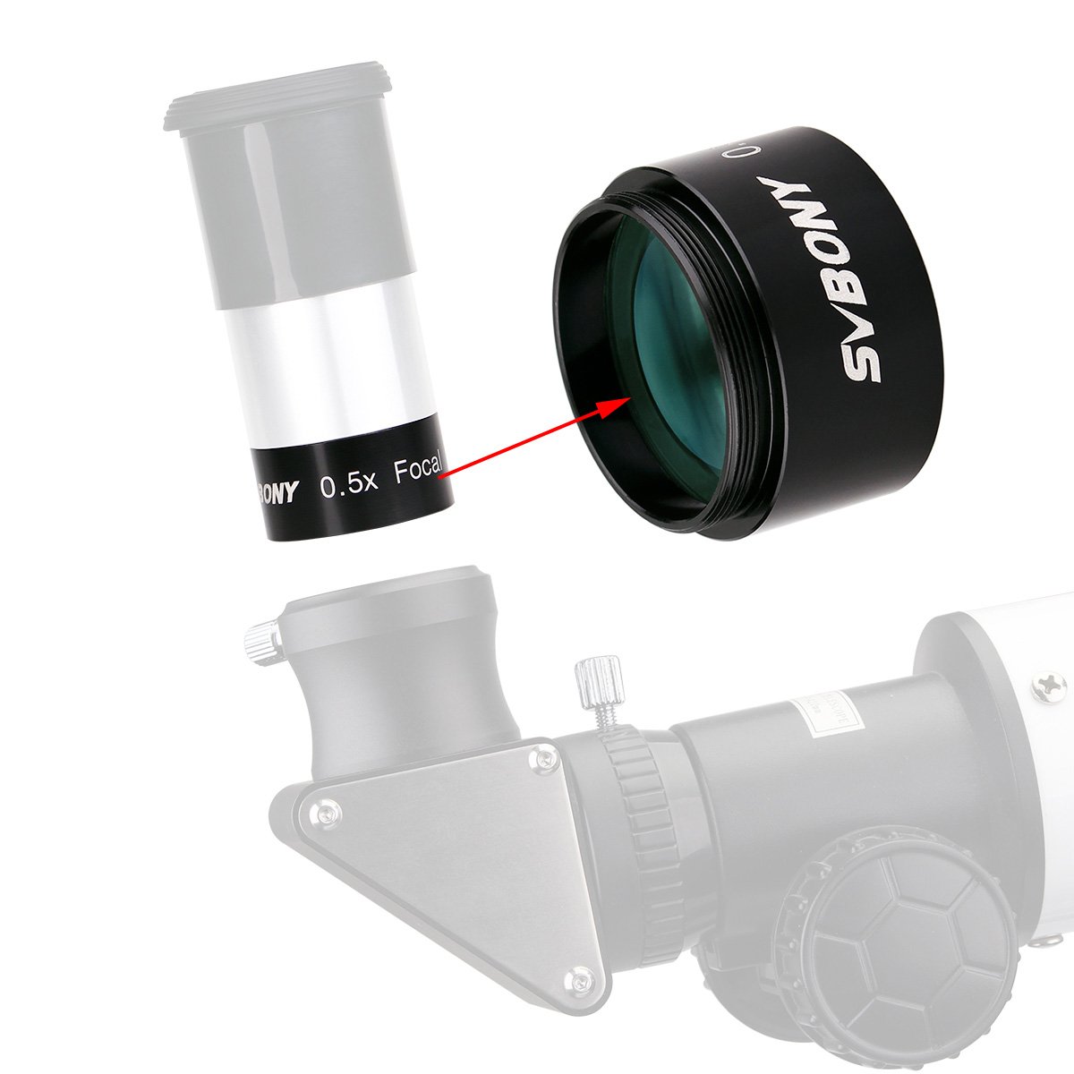 SVBONY Astro Accessories Barlowlinse 1.25" 0.5x Reducer