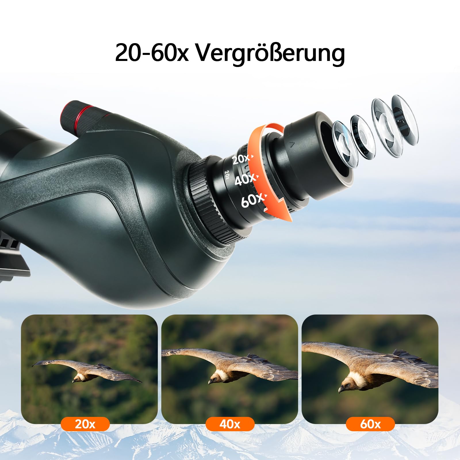 SVBONY SV406 Spektiv 20-60x80 mit Handyadapter