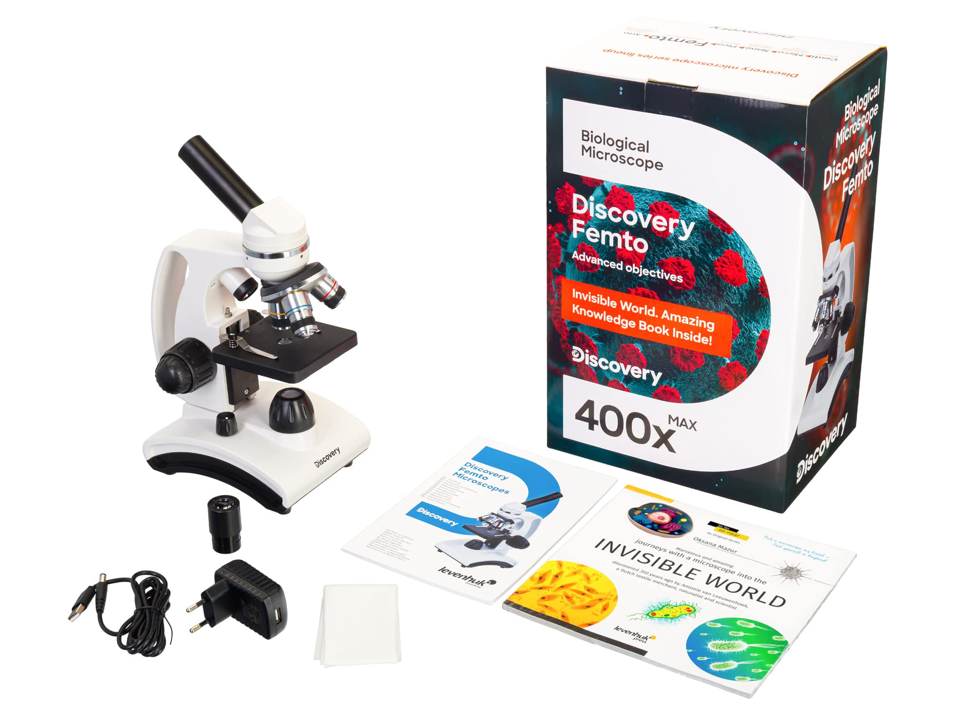 Levenhuk Discovery Femto Polar Mikroskop 40-400x Englisch Einsteiger