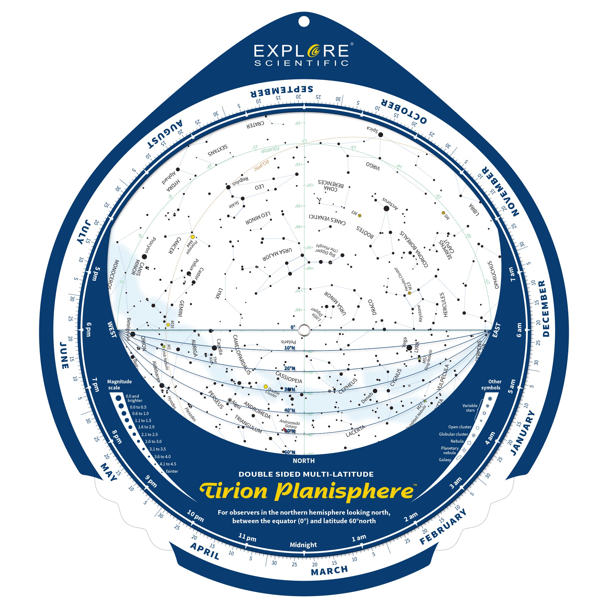 Explore Scientific Tirion Planisphäre Sternkarte Nordhalbkugel