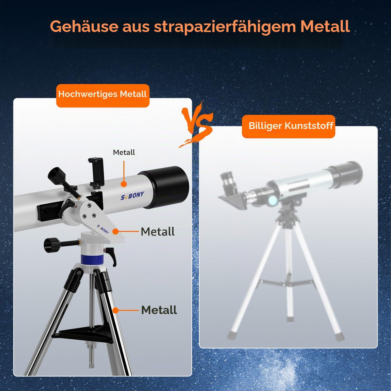 Svbony SV520 Teleskop 90mm 800mm AZ Einsteiger-Set
