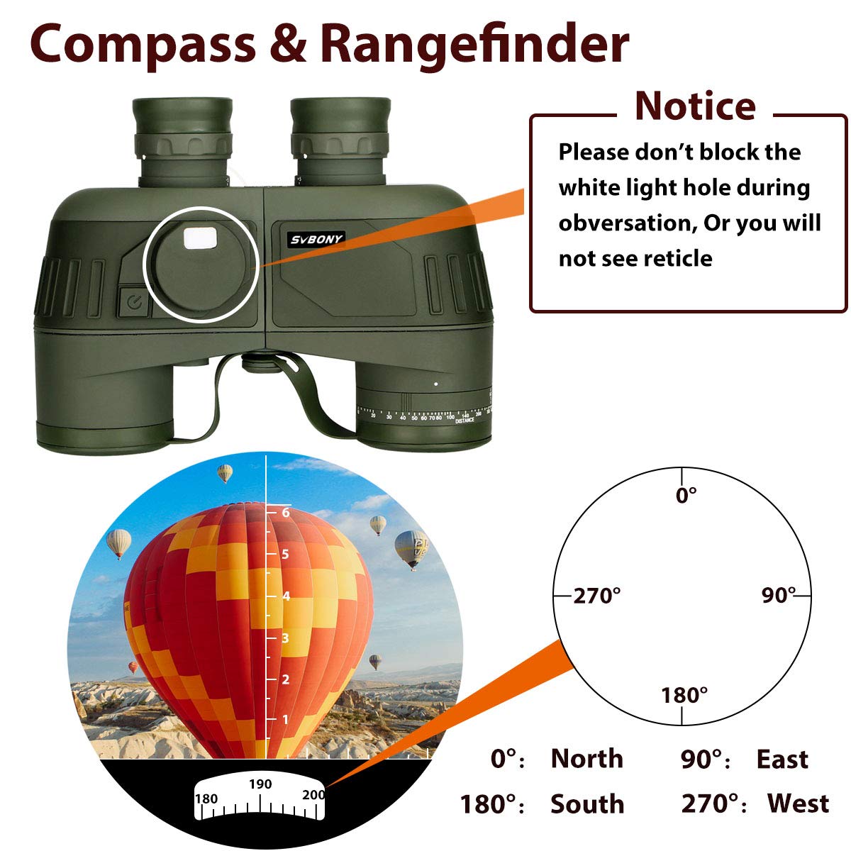 SVBONY SV27 Fernglas 7x50 Kompass Wasserdicht BAK4