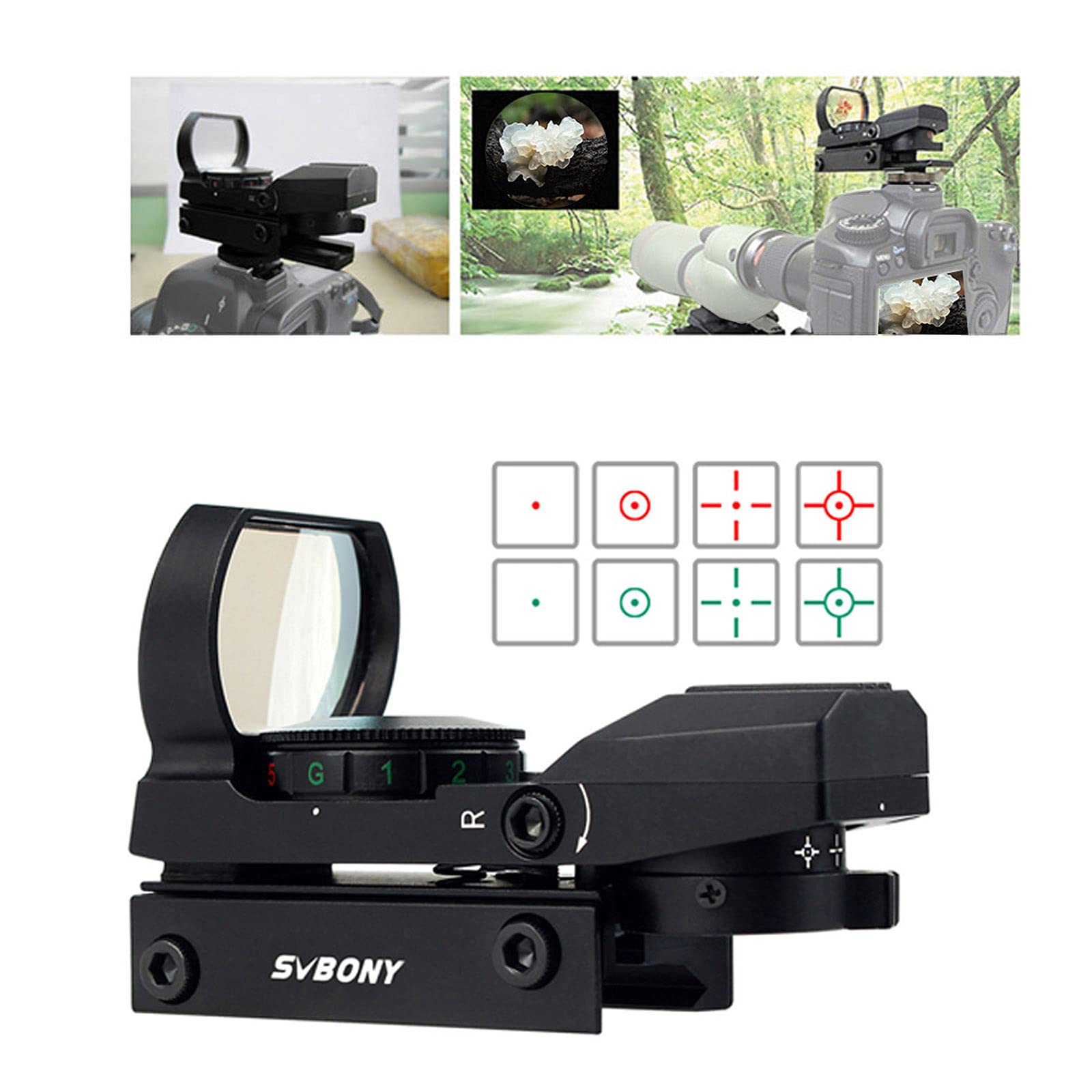 SVBONY Red Dot Visier 20/22mm Reflexvisier Metall 4 Absehen
