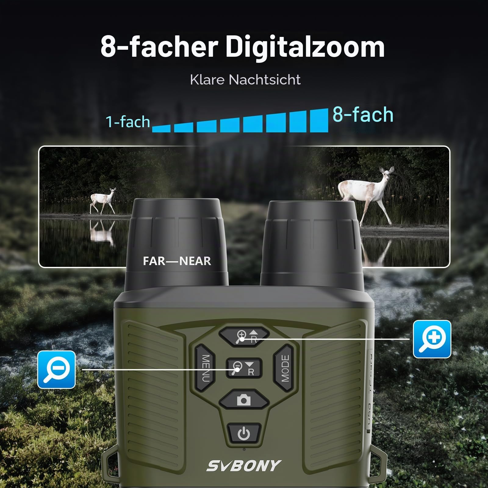 SVBONY SA206 Nachtsichtgerät 8X 300m 4K IR-Fernglas