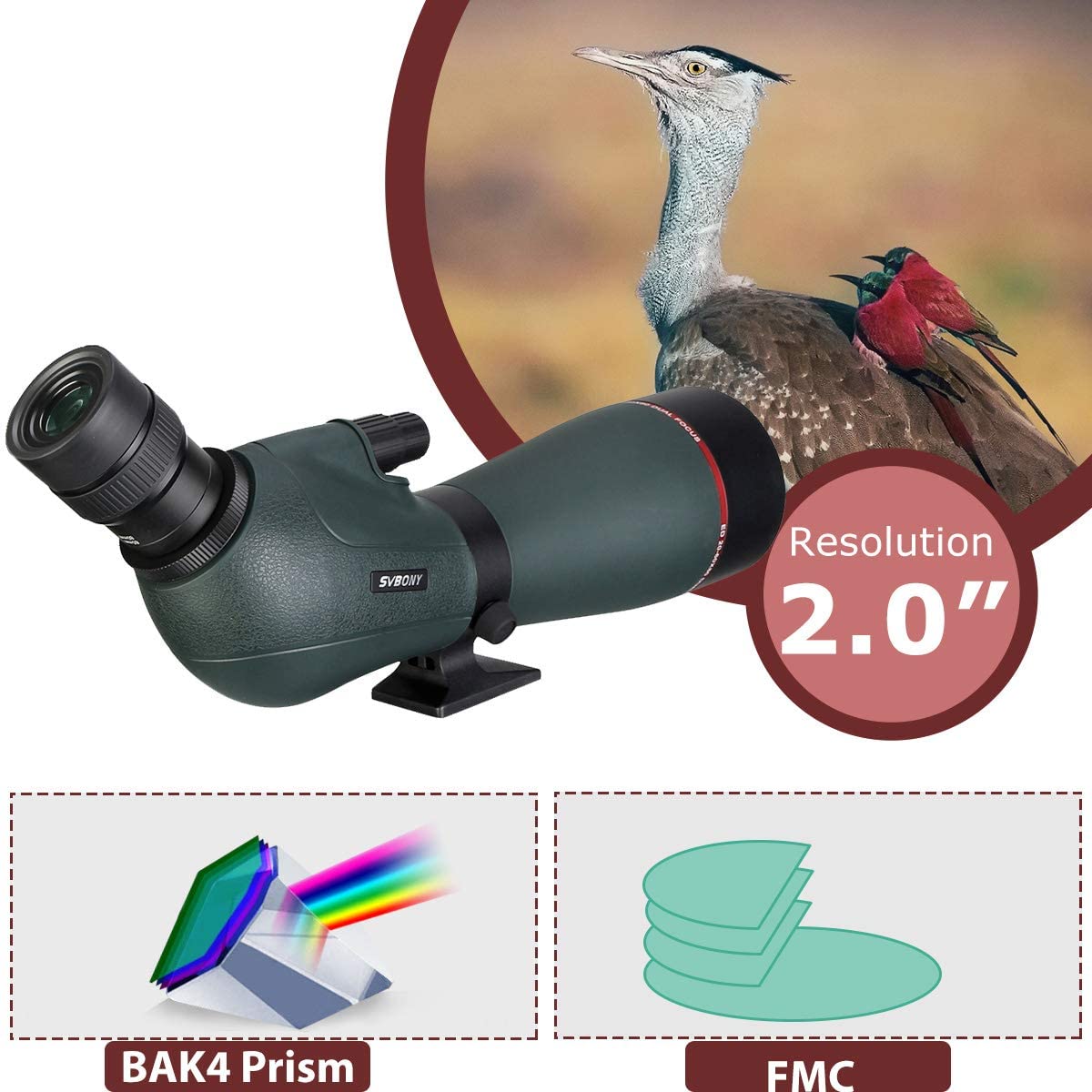 SVBONY SV406P ED Spektiv 20-60x80 Dual Focus BAK-4