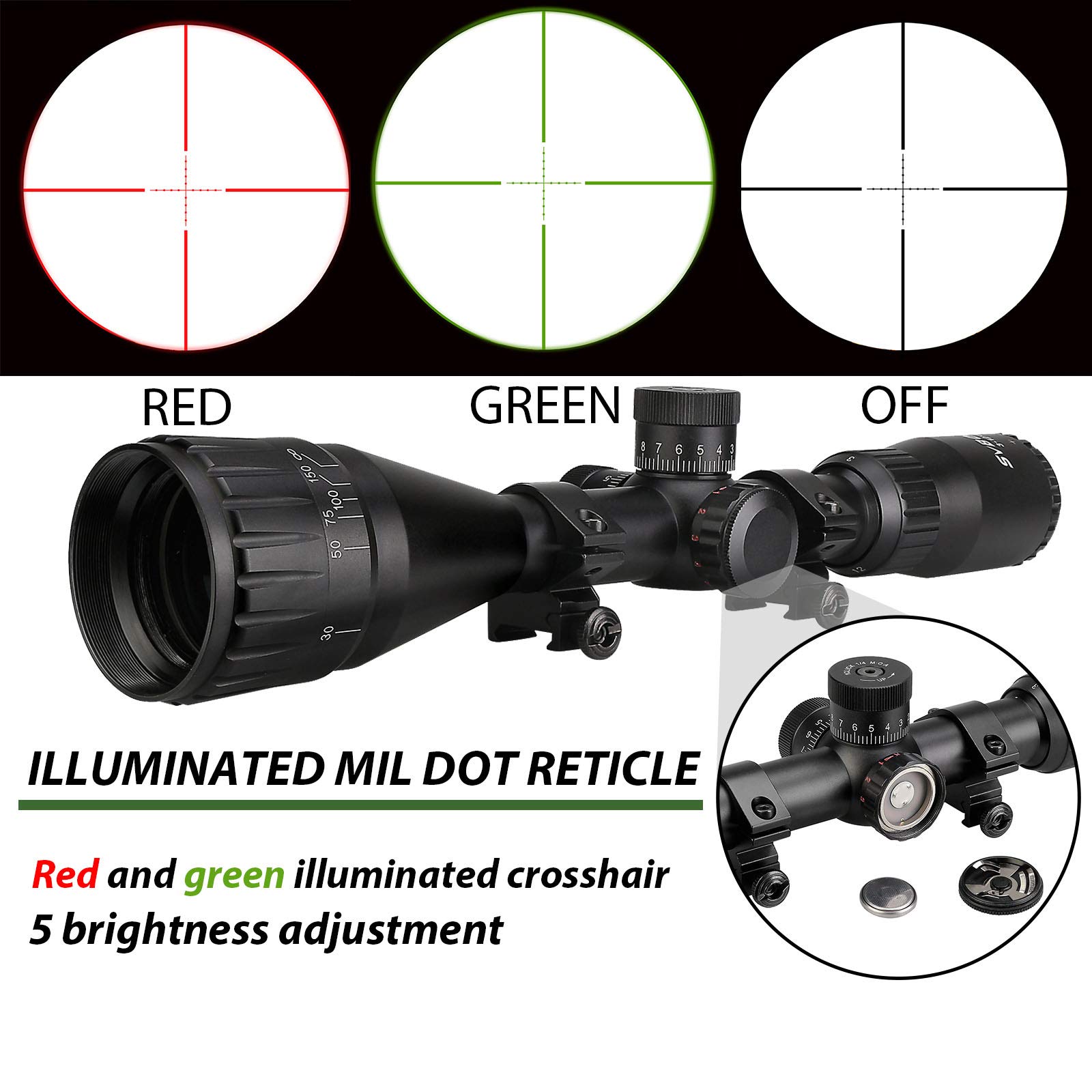 SVBONY SV177 Zielfernrohr 3-12x44 AO Mil-Dot beleuchtet