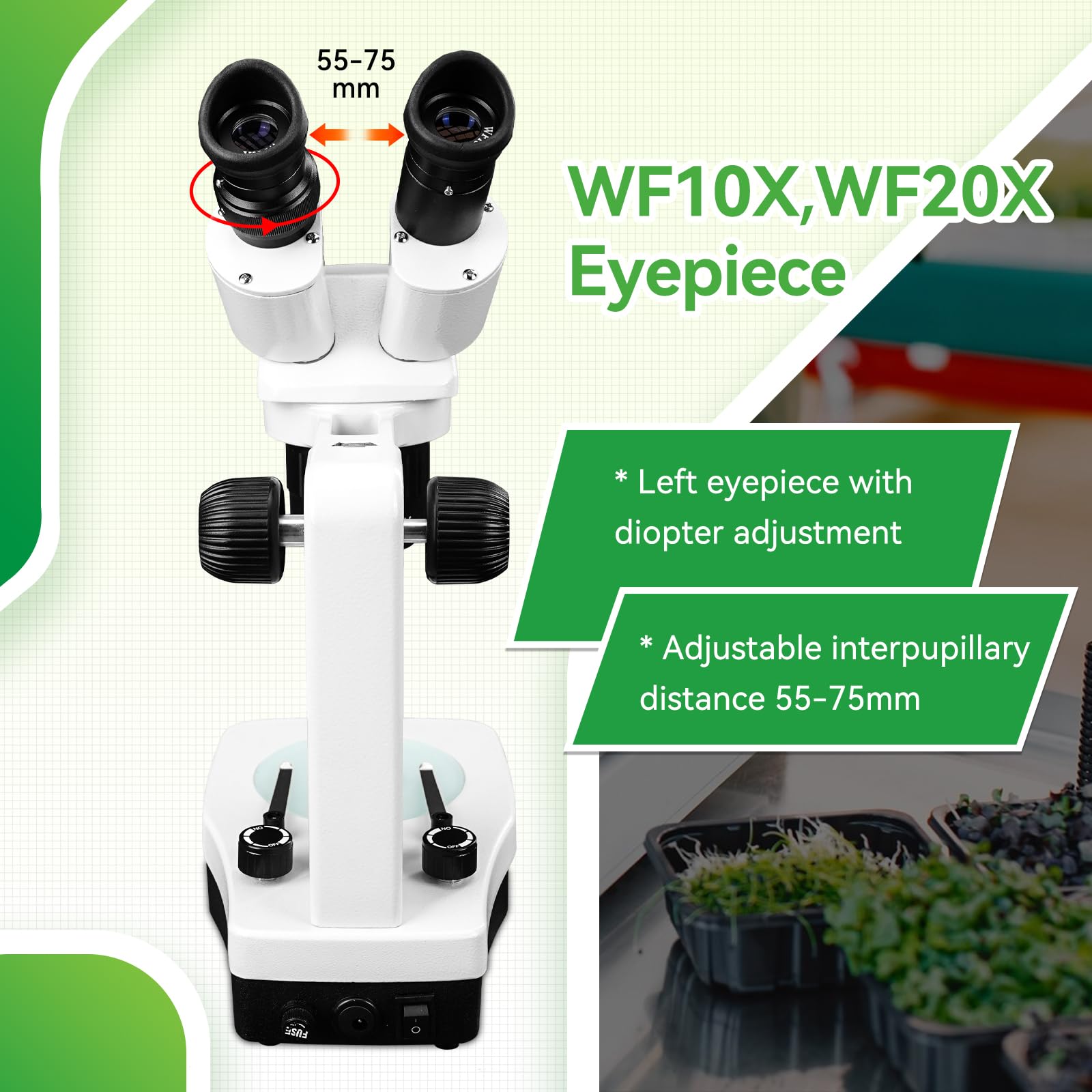 SVBONY SM403 20x-80x Stereomikroskop LED Auf-/Durchlicht