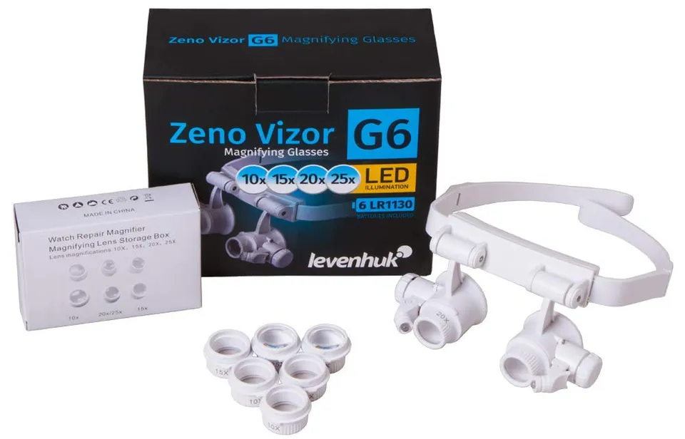 Levenhuk Zeno Vizor H4 Kopflupe LED 1x-20x