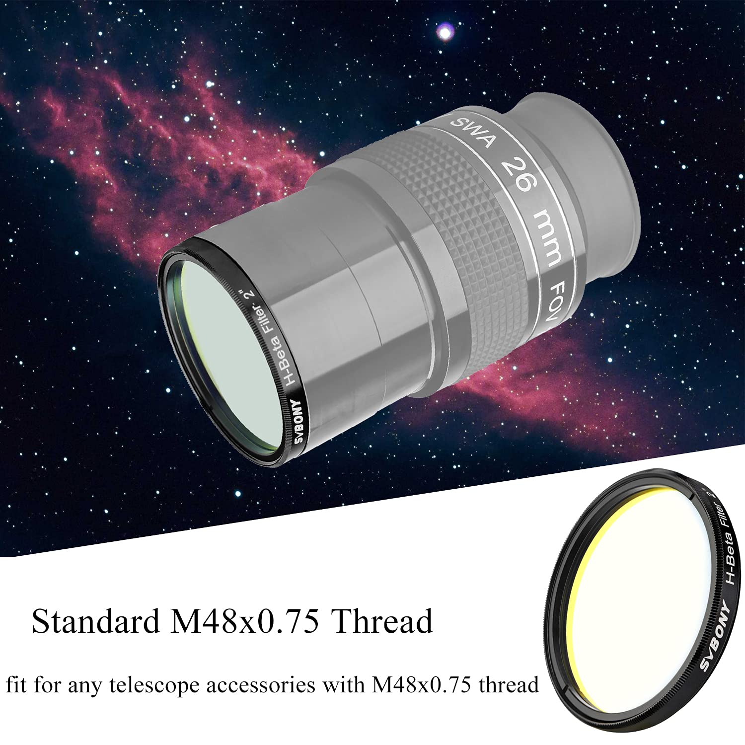 SVBONY SV132 H-Beta Filter 2 Zoll 25 nm Deep-Sky