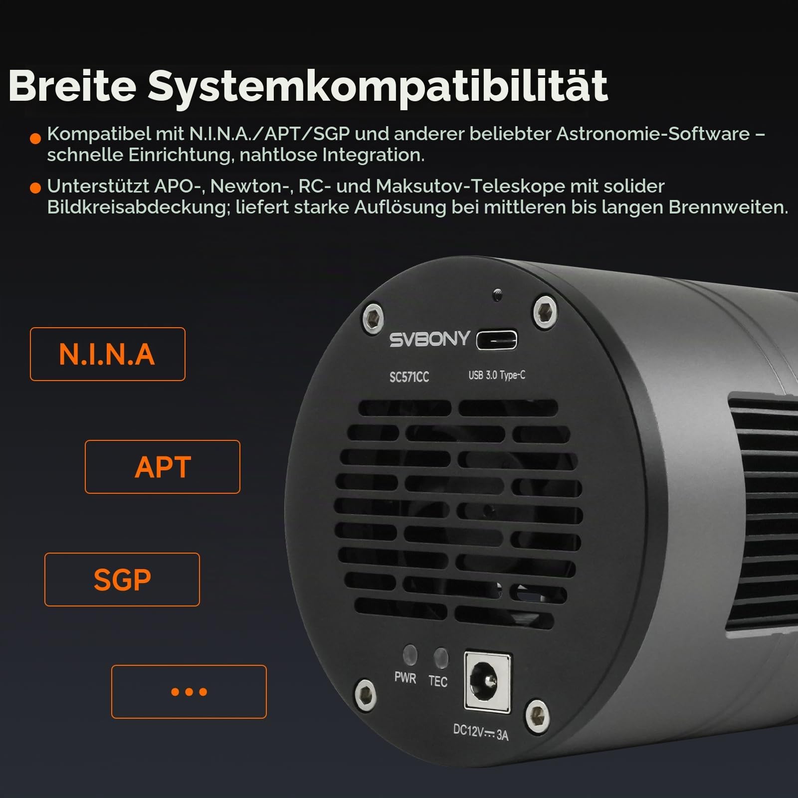 SVBONY SC571CC Teleskopkamera 26MP IMX571 APS-C gekühlt