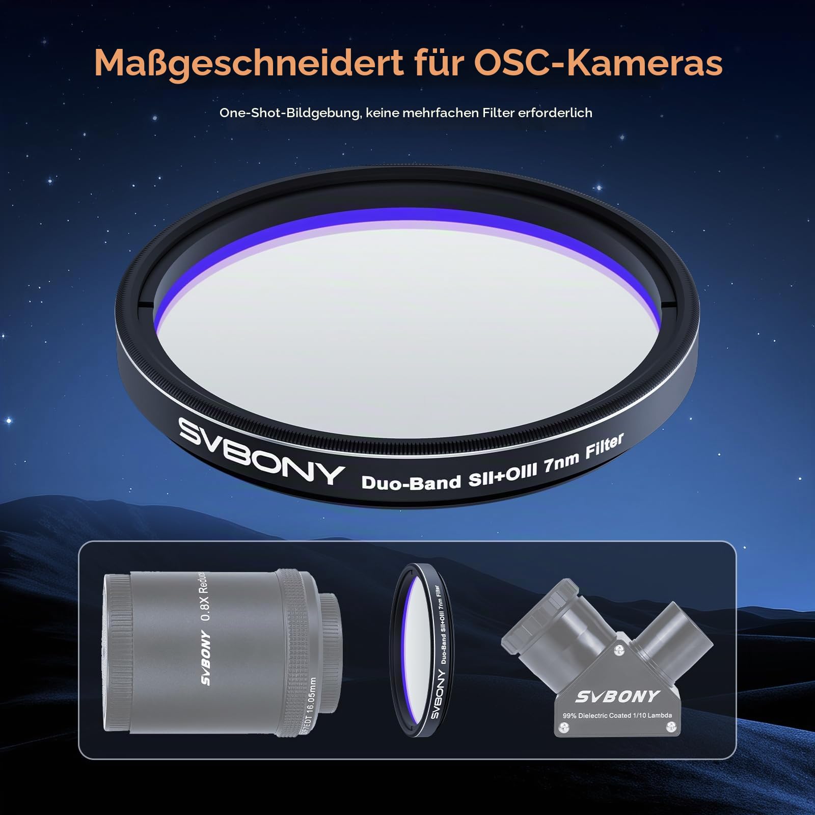 SVBONY SV220 Teleskopfilter 2" SII-OIII 7 nm Dualband