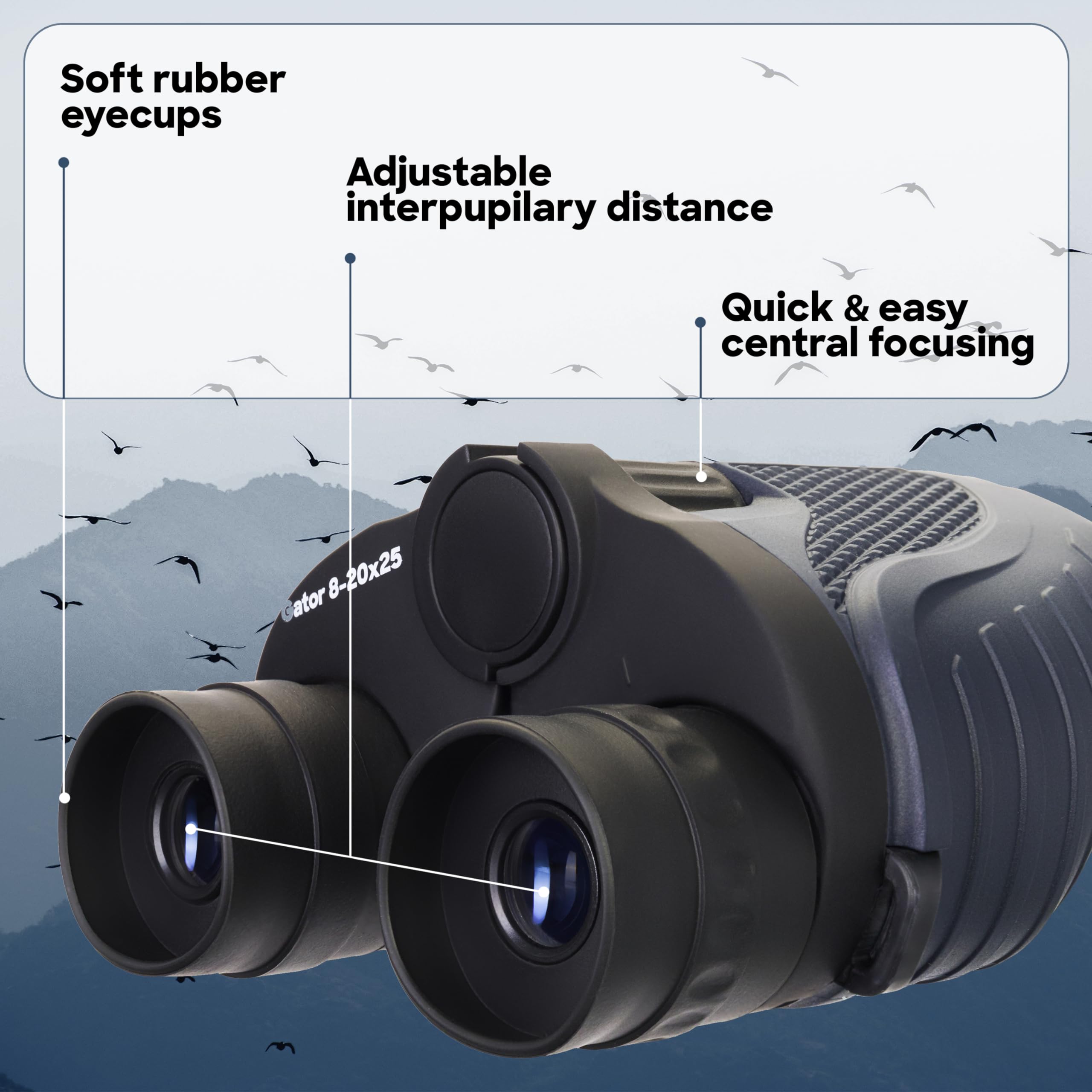 Discovery Gator 8-20x25 Zoom-Fernglas kompakt Reise