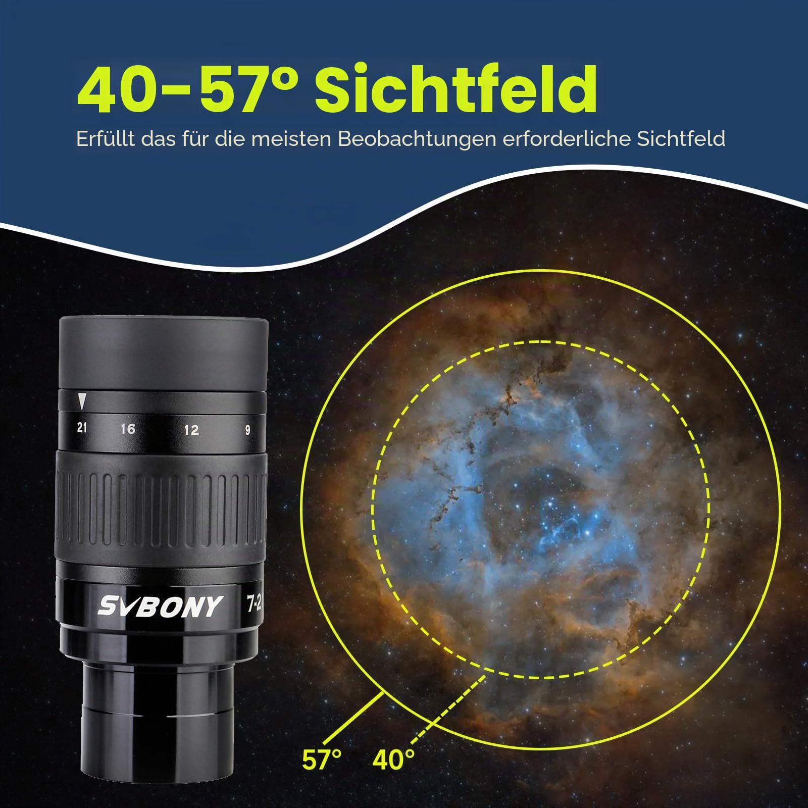 SVBONY SV135 Zoom-Okular 7-21mm 1,25 Zoll 57°-40° Weitwinkel