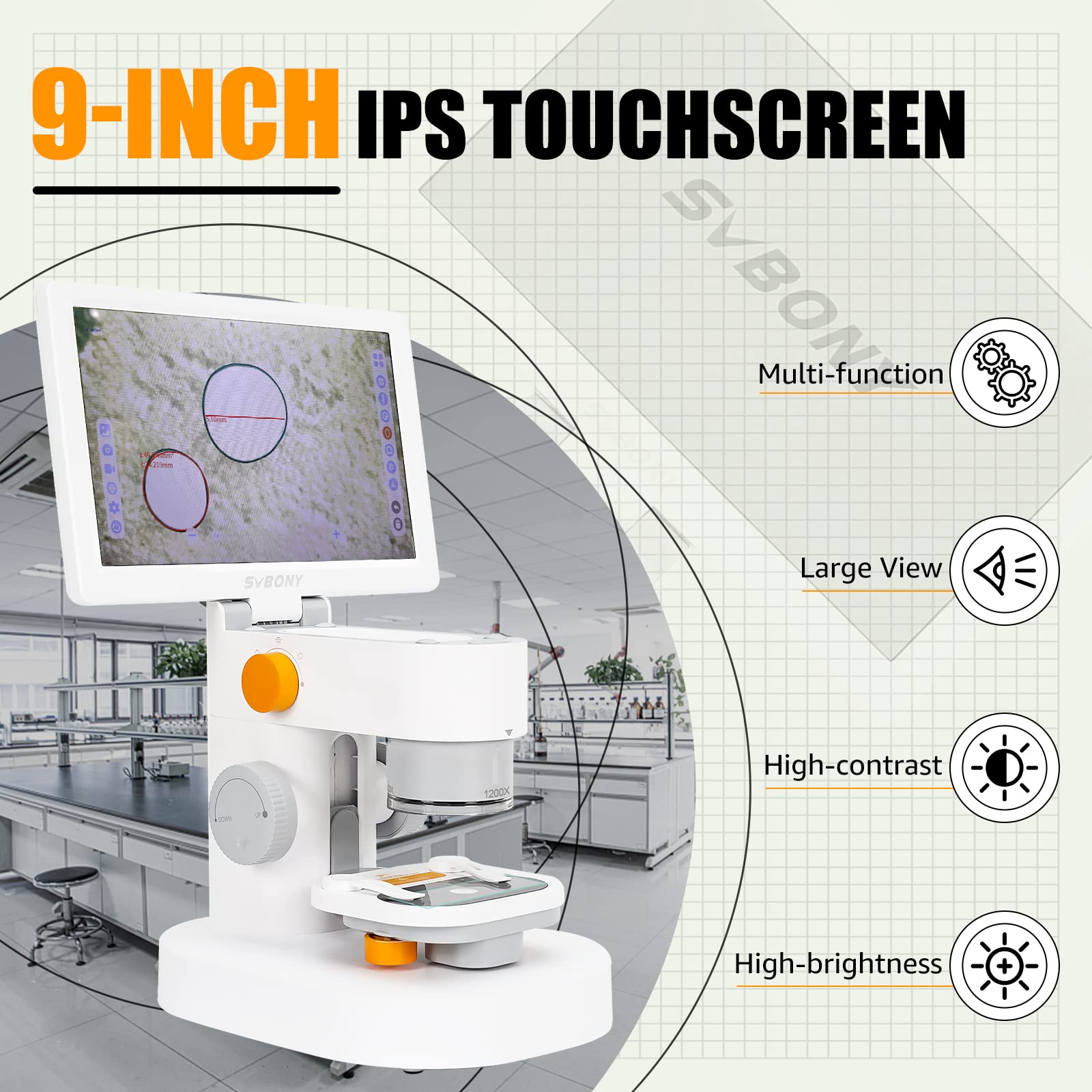 SVBONY SM101 Digitalmikroskop 9 Zoll 100-1200x Touch