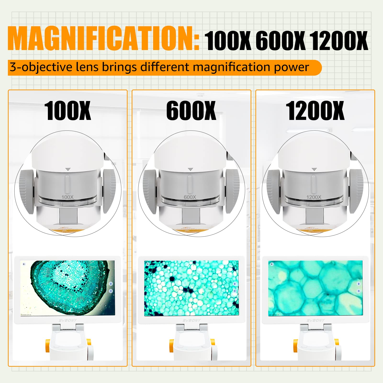 SVBONY SM101 Digitalmikroskop 9 Zoll 100-1200x Touch