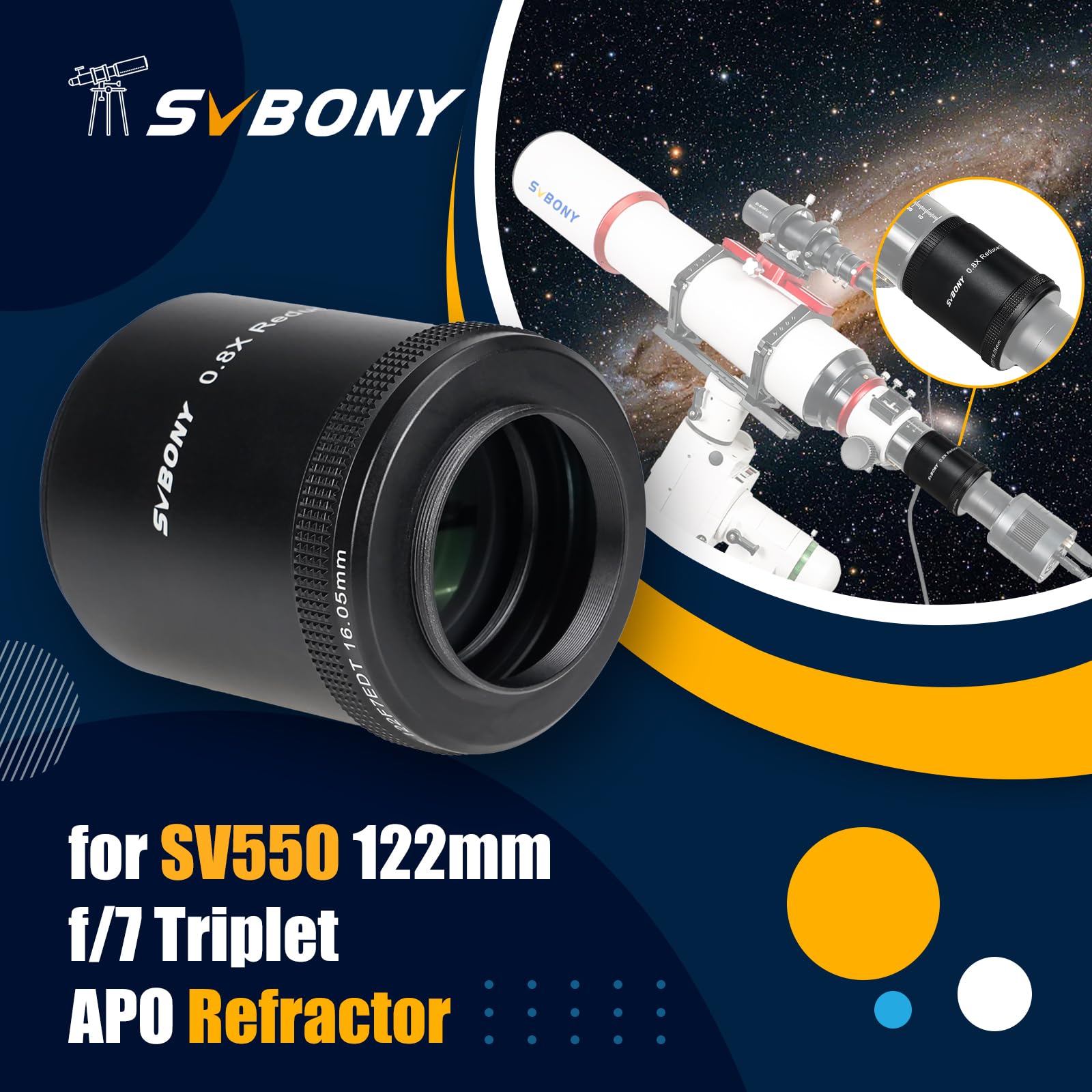 SVBONY SV209 0.8x Flattener 2 Zoll für SV550 122 Astrofotografie