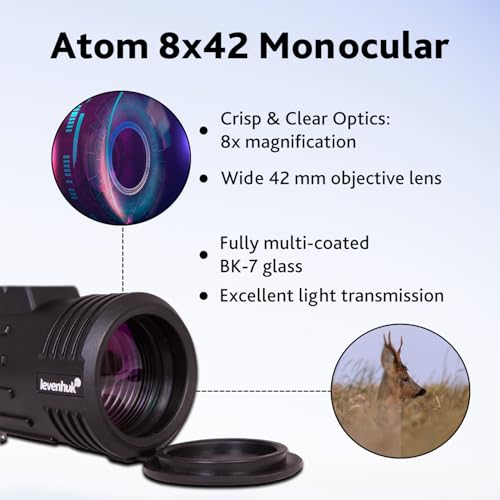 Levenhuk Atom 8x42 Monokular kompakt BK-7 Einhand-Fokus