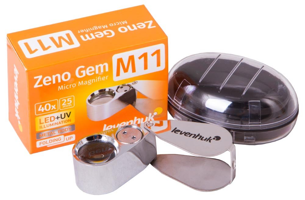 Levenhuk Zeno Gem M11 Faltlupe 40x LED UV Etui