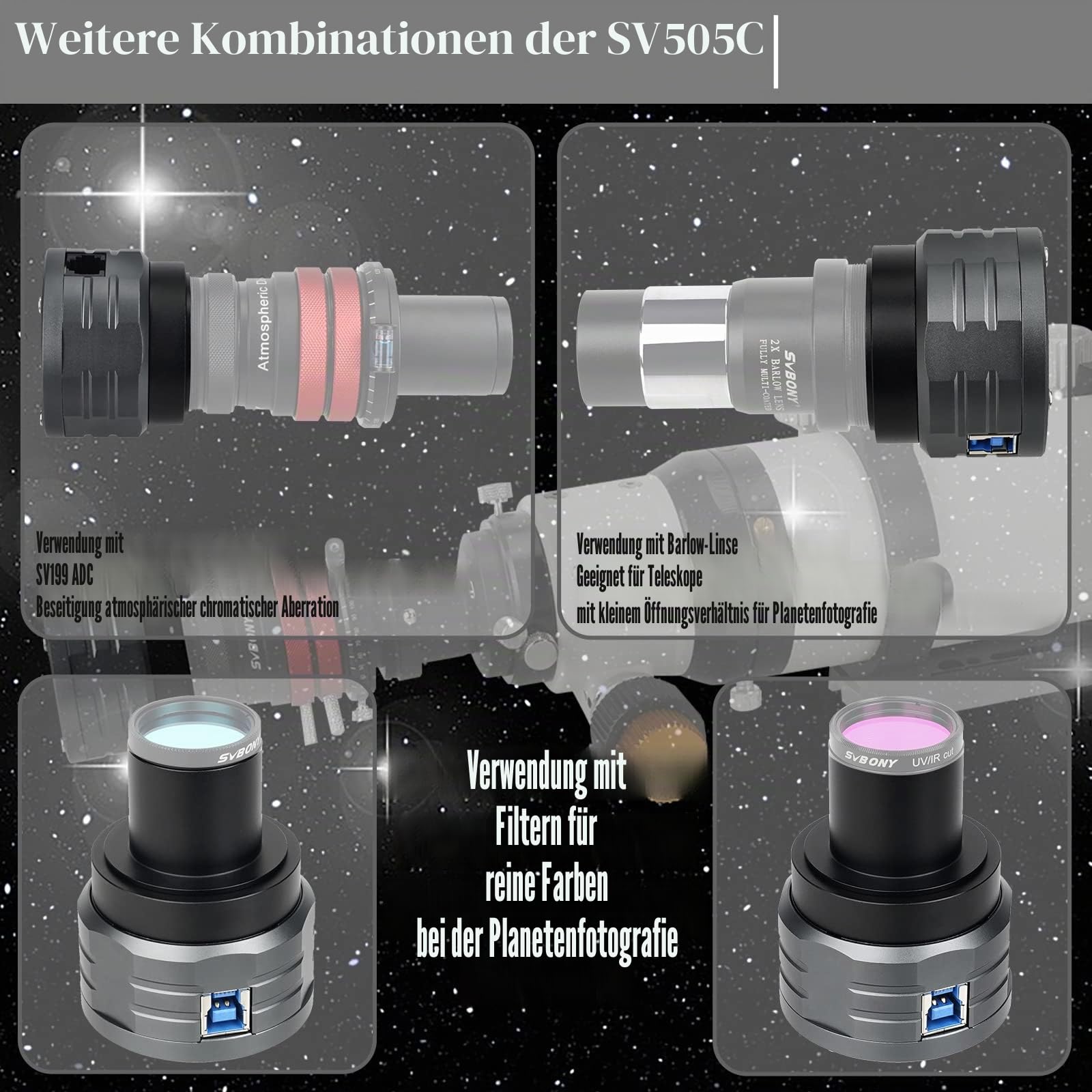 SVBONY SV505C Astrokamera IMX464 USB 3.0 Planetenkamera