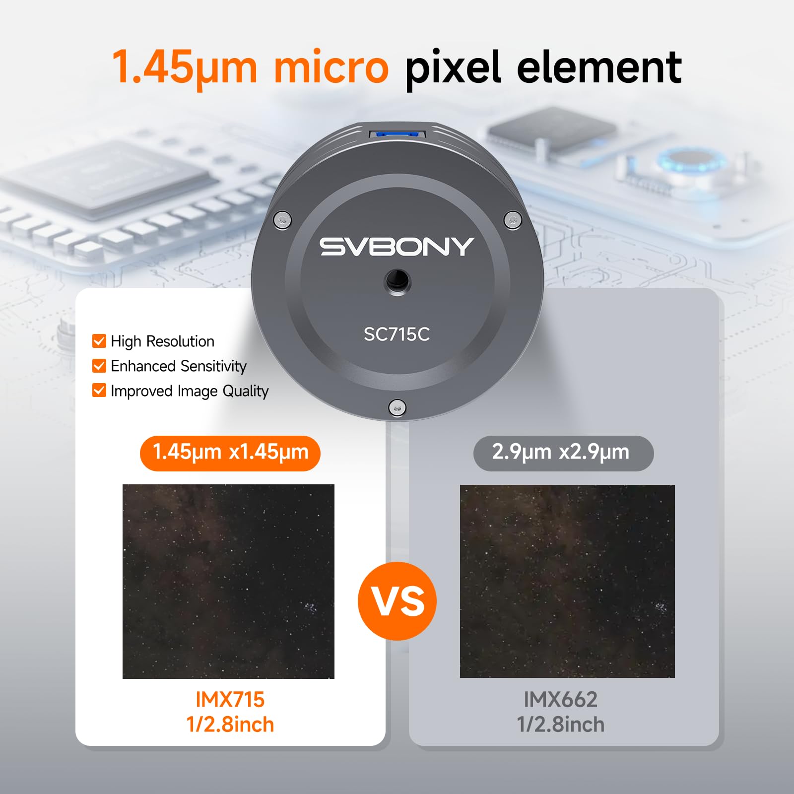 Svbony SC715C Astrokamera USB3.0 IMX715 1,45µm ST4