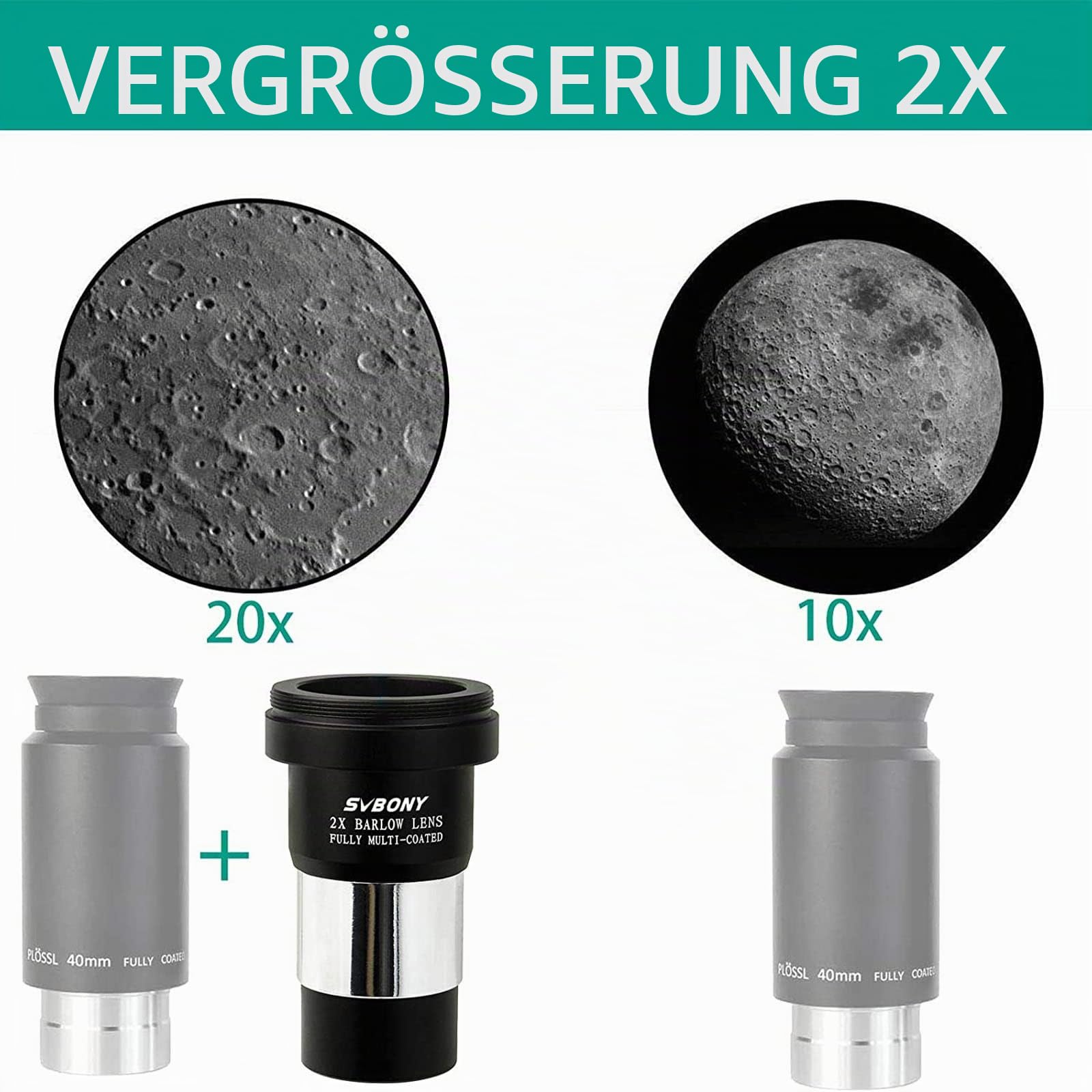 SVBONY Astro Accessories Barlowlinse 2x 1,25 Zoll M42 FMC