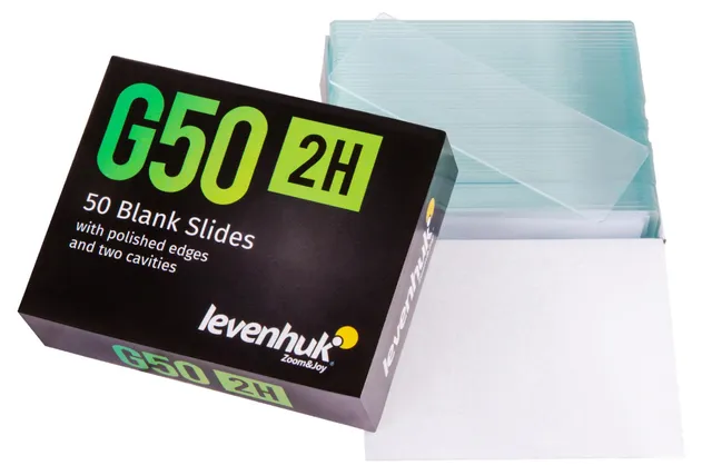 Levenhuk G50 2H Objektträger Hohlschliff 50 Stück Labor Glas