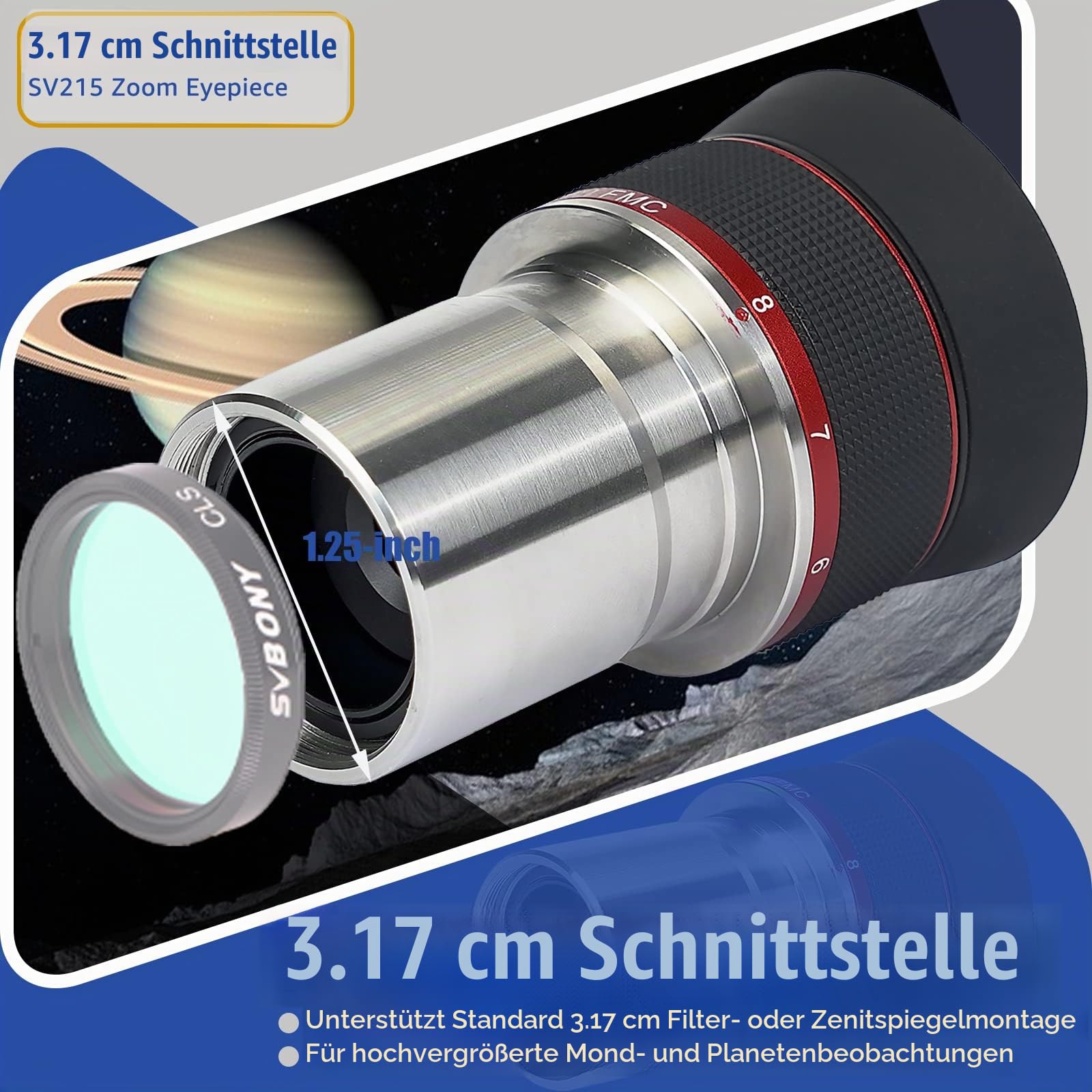 SVBONY SV215 Zoom Okular 3-8mm 1,25" 56° Parfokal
