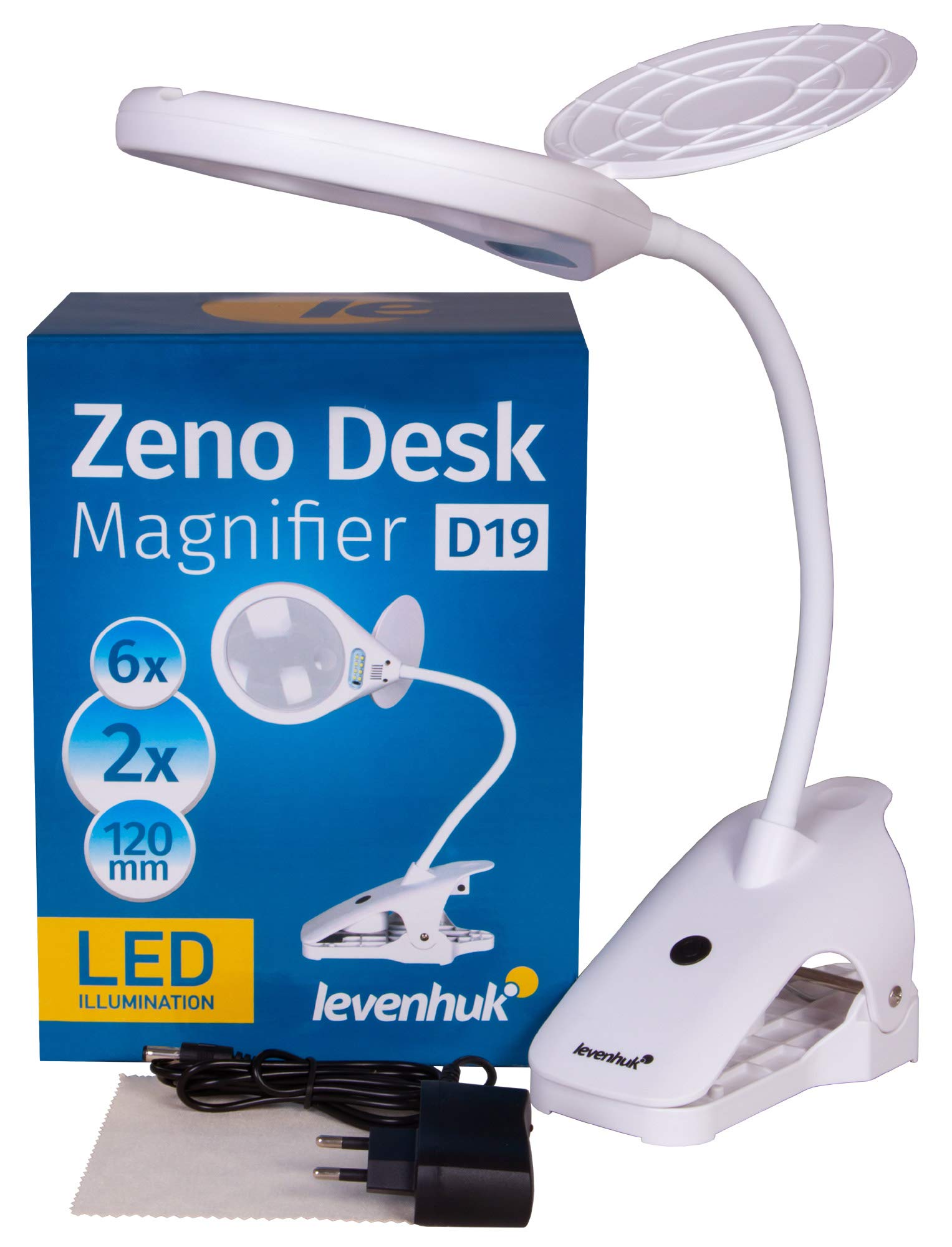 Levenhuk Zeno Desk D19 Tischlupe LED Klemme 2x 6x