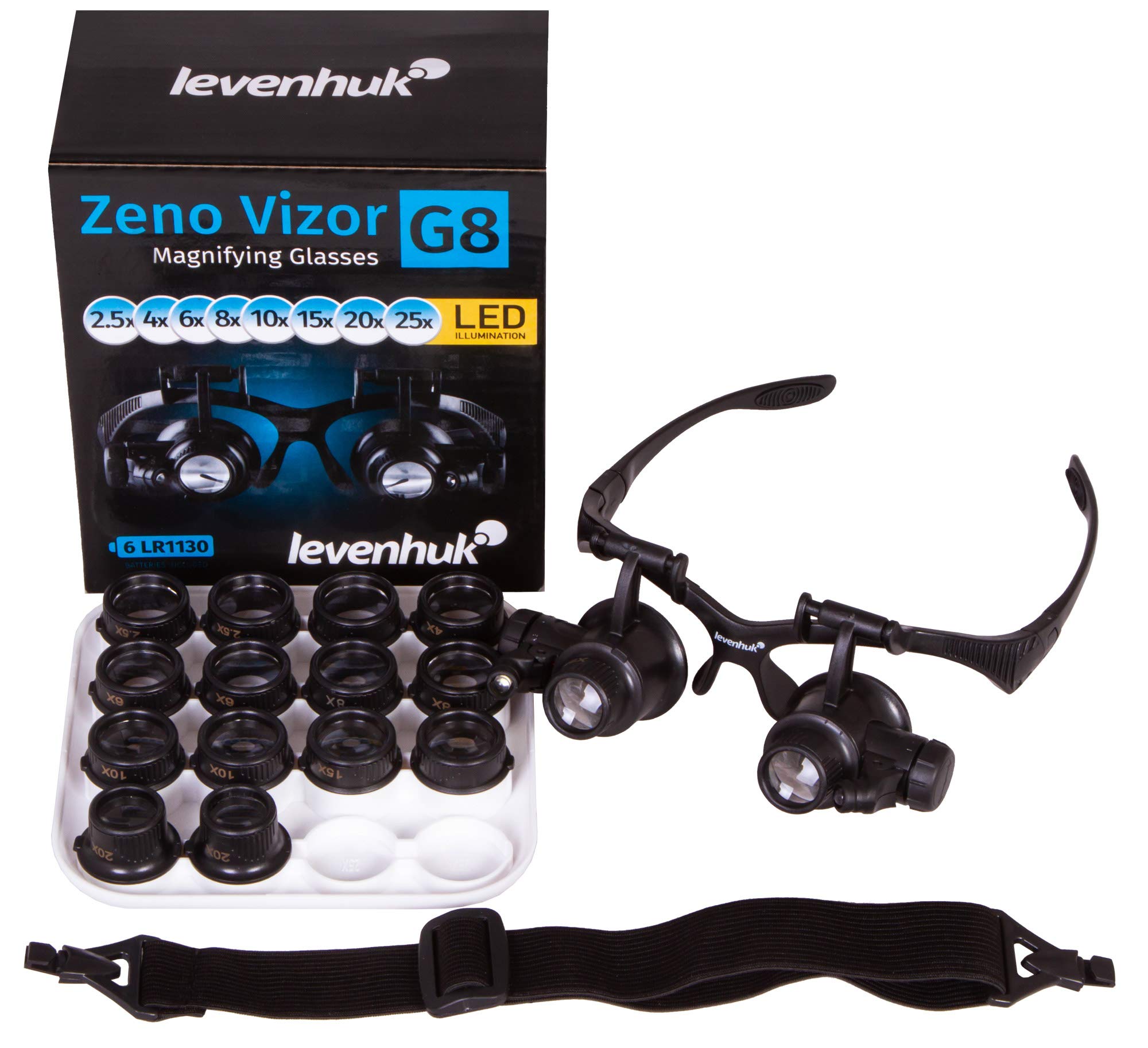 Levenhuk Zeno Vizor G8 Lupenbrille LED 2,5x-25x