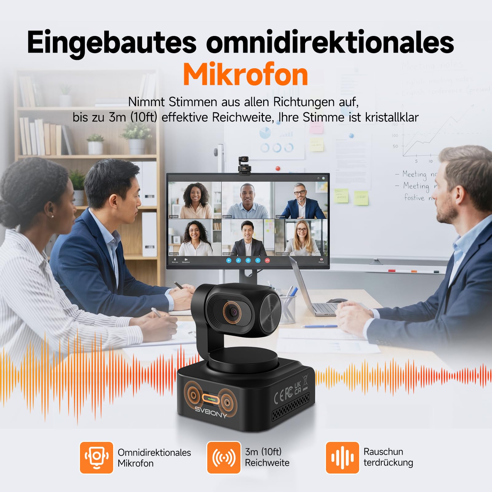 SVBONY W2 4K PTZ Webcam mit Standfuß 6-fach Zoom