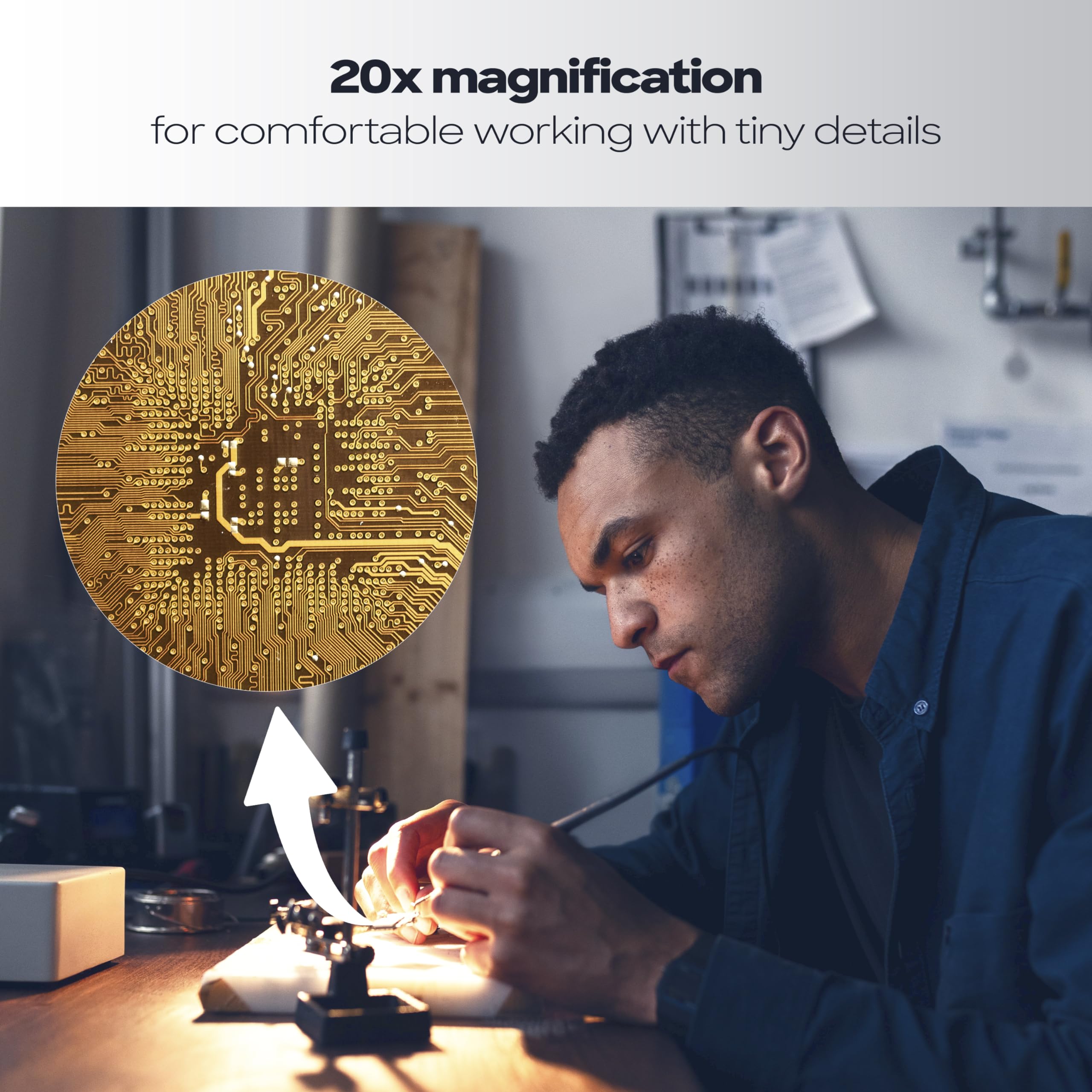 Discovery Crafts DGL 20 Lupenbrille LED Vergrößerungsglas 20-fach