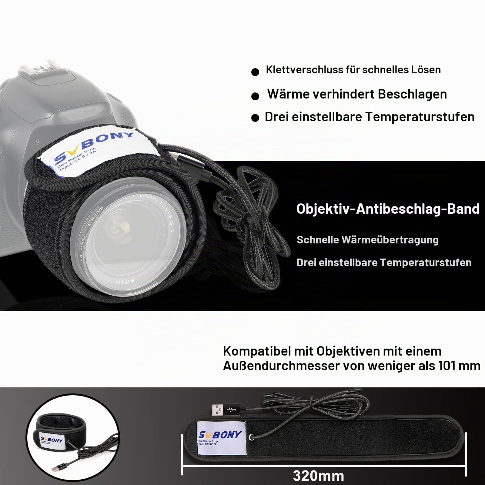 SVBONY SV172 Objektivwärmer 320mm USB Heizband