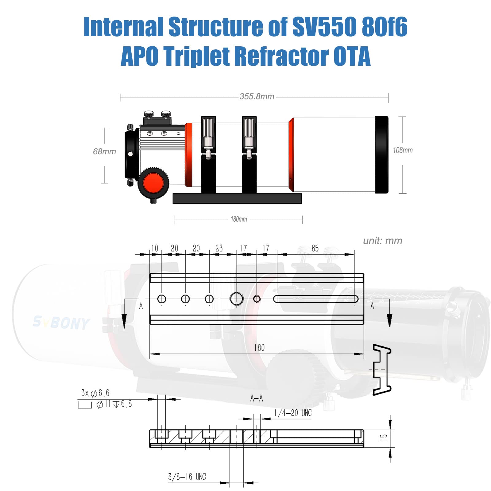 SVBONY SV550 80F6 APO Refraktor-Teleskop ED