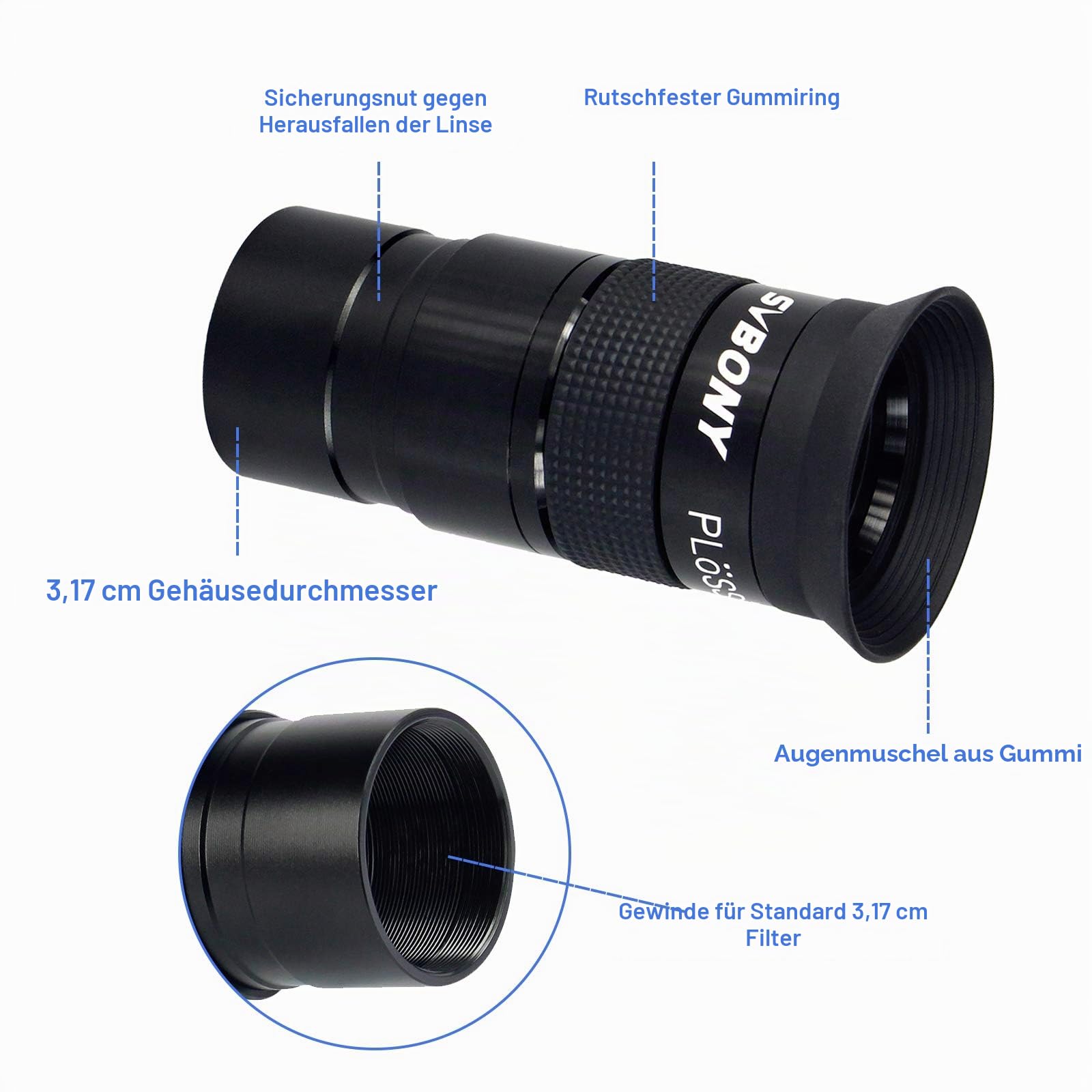 SVBONY Plössl Okular 40mm 1,25" 40° FMC Metall