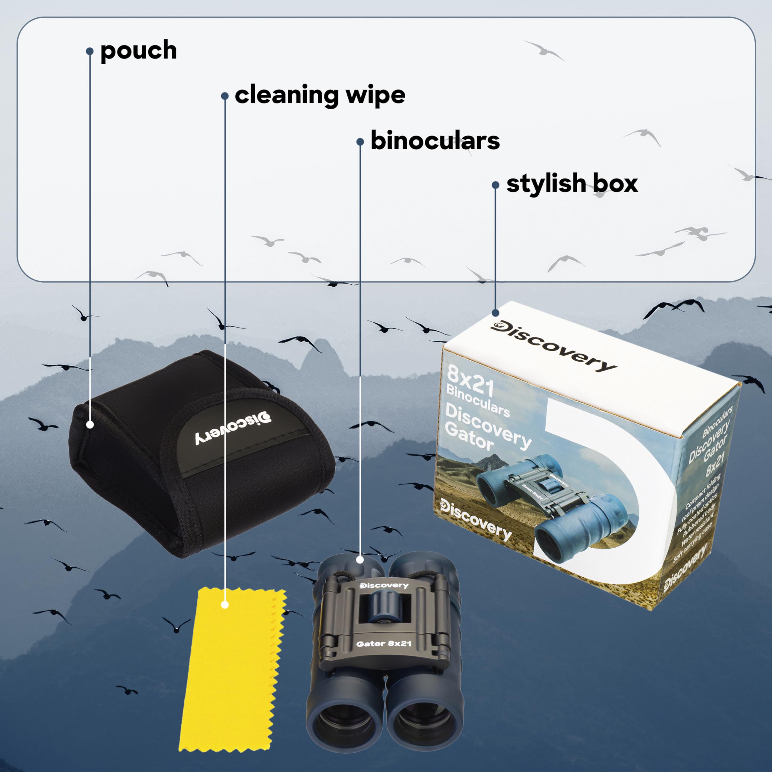 Levenhuk Discovery Gator 8x21 Reisefernglas Kompakt Faltbar