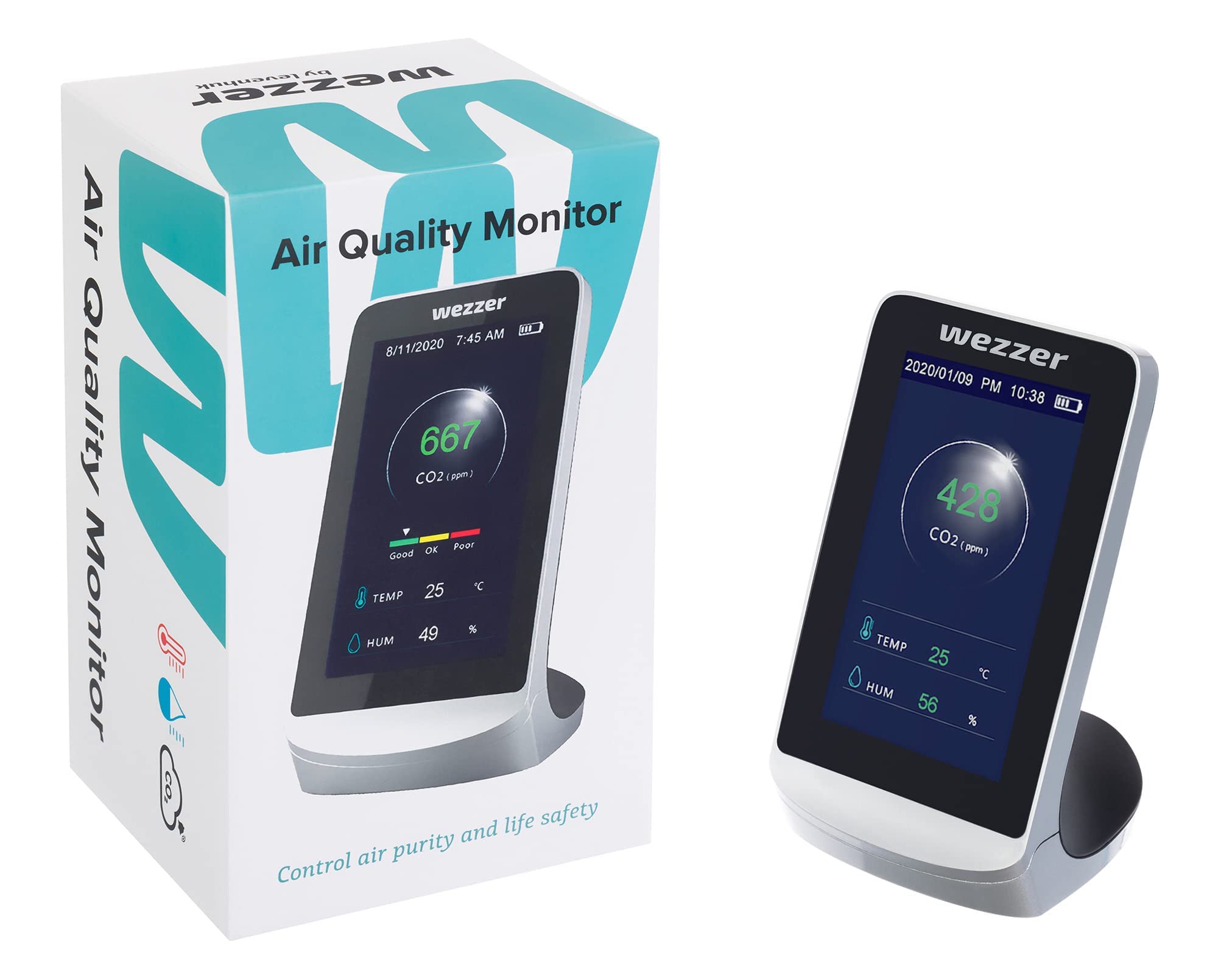 Levenhuk Wezzer Air MC60 Luftqualitätsmonitor CO2 Uhr Kalender