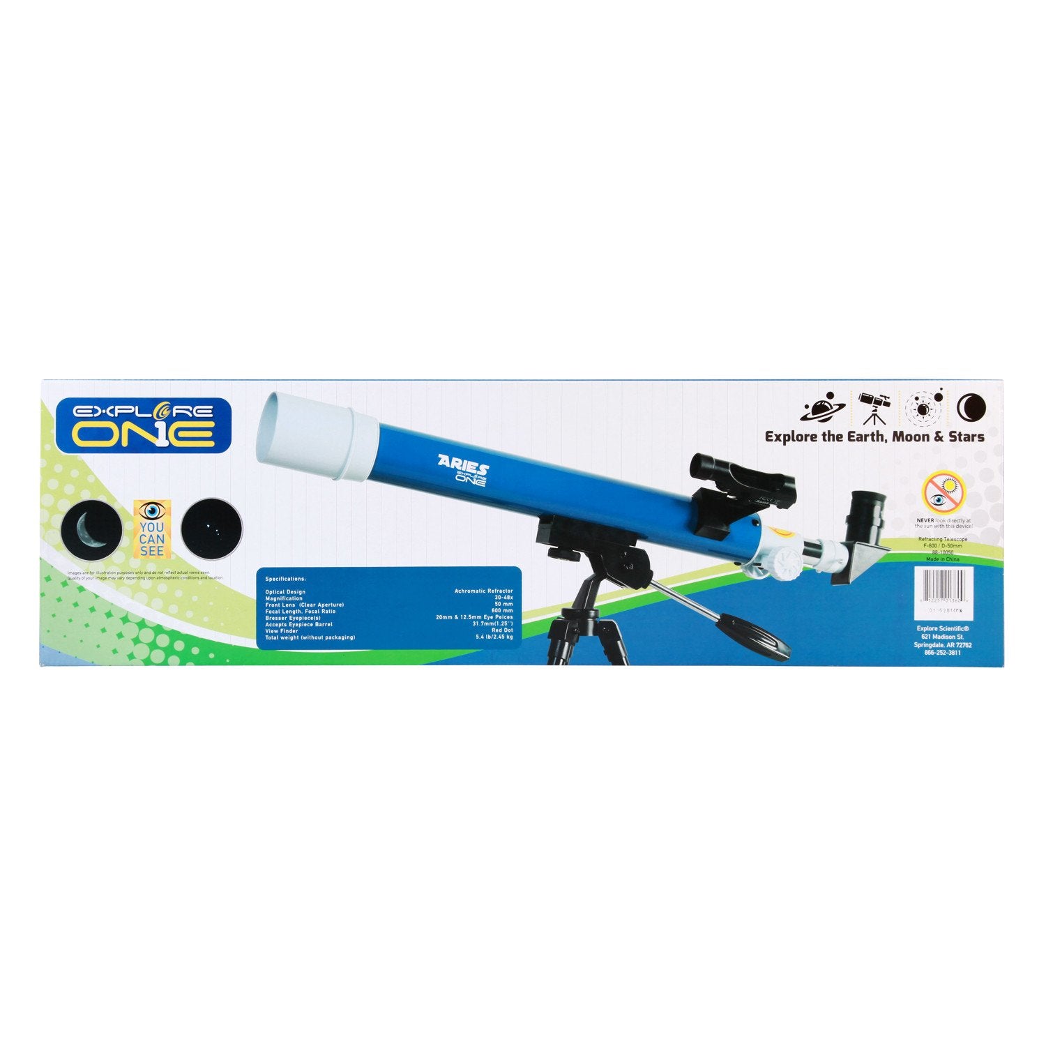 Explore One Aries Refraktor 50/600 Einsteigerteleskop Kinder