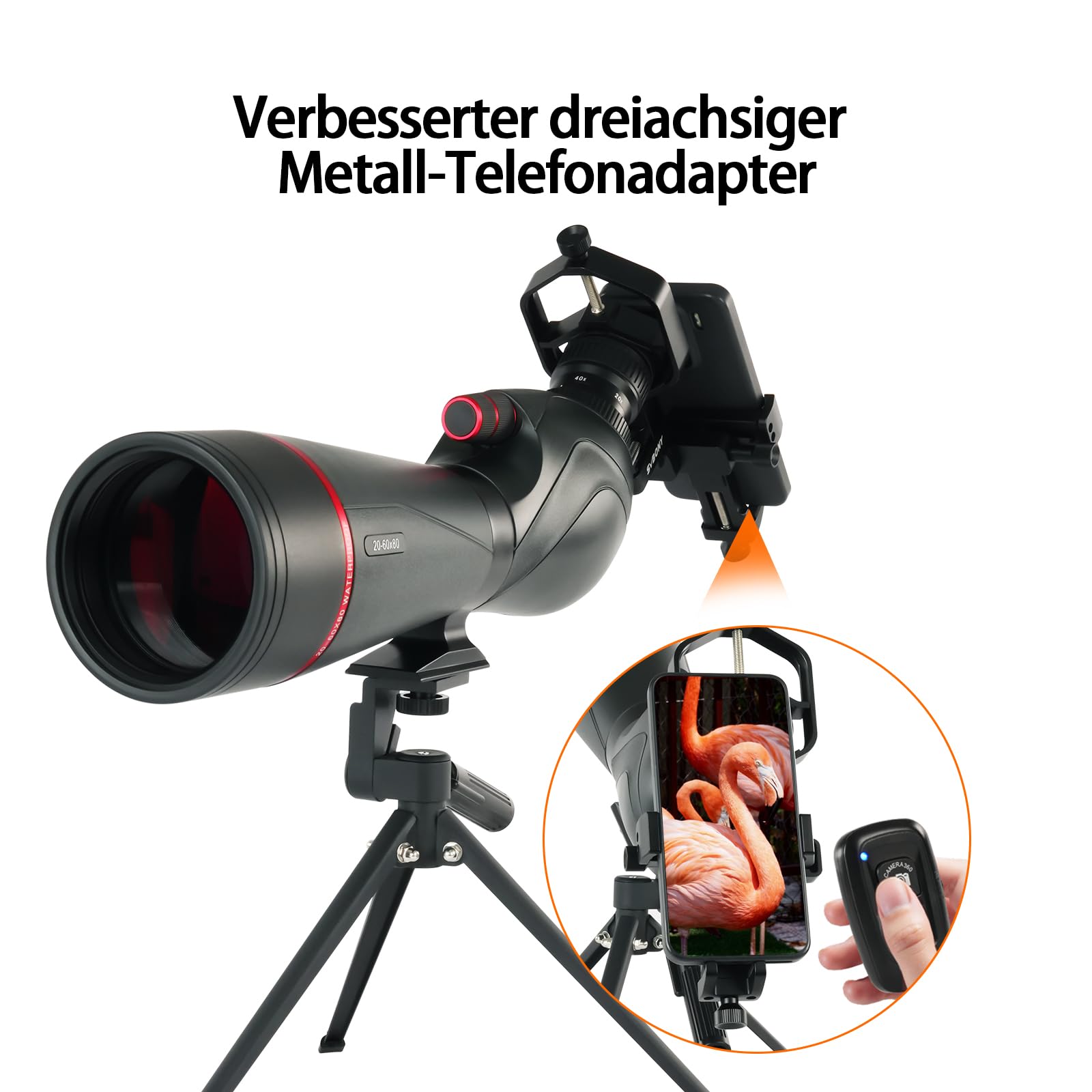 SVBONY SV406 Spektiv 20-60x80 mit Handyadapter