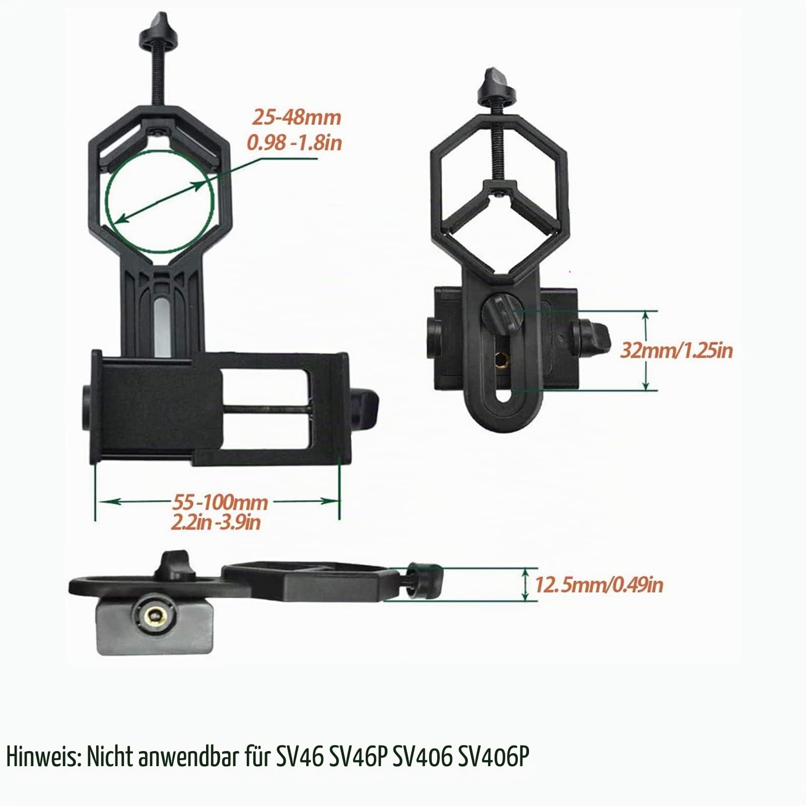 SVBONY Telefon Adapter 25-48mm Handyhalterung Alu