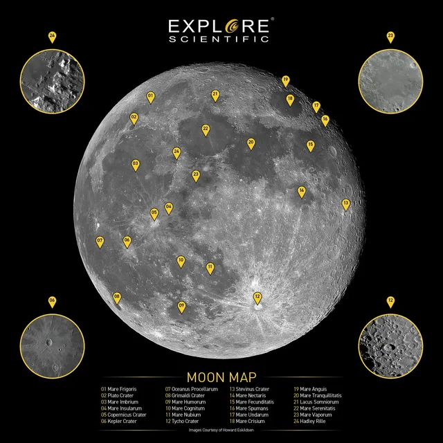 Explore Scientific Mondkrater Karte Mondkarte beidseitig