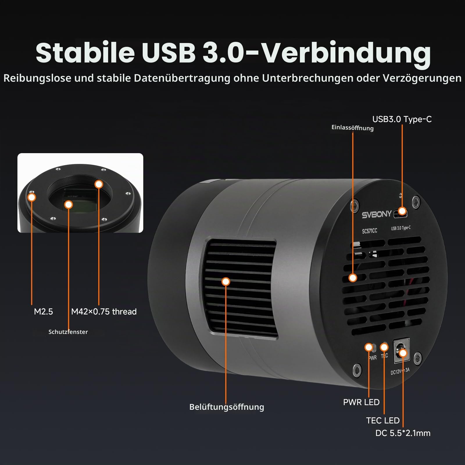 SVBONY SC571CC Teleskopkamera 26MP IMX571 APS-C gekühlt