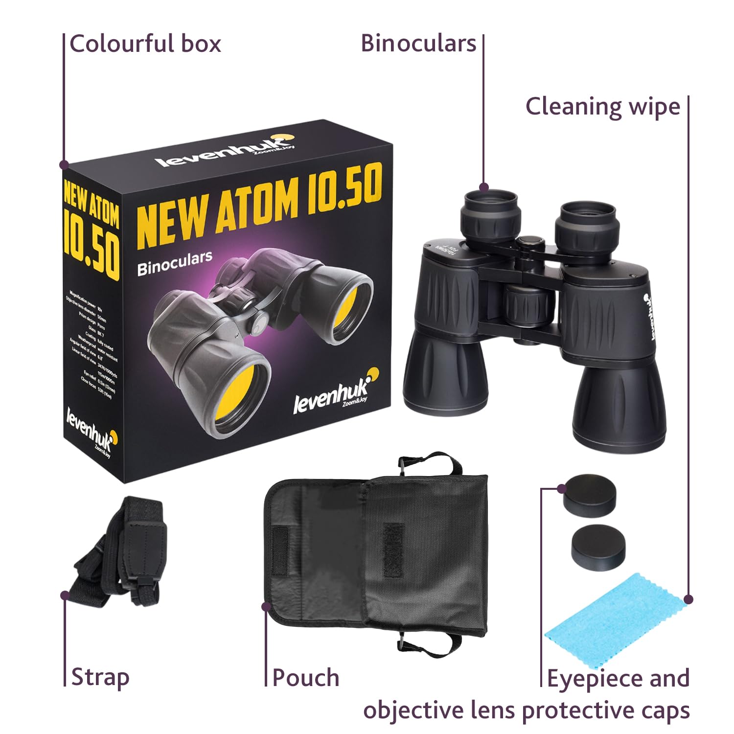 Levenhuk Atom 10x50 Fernglas leicht unter 700 g